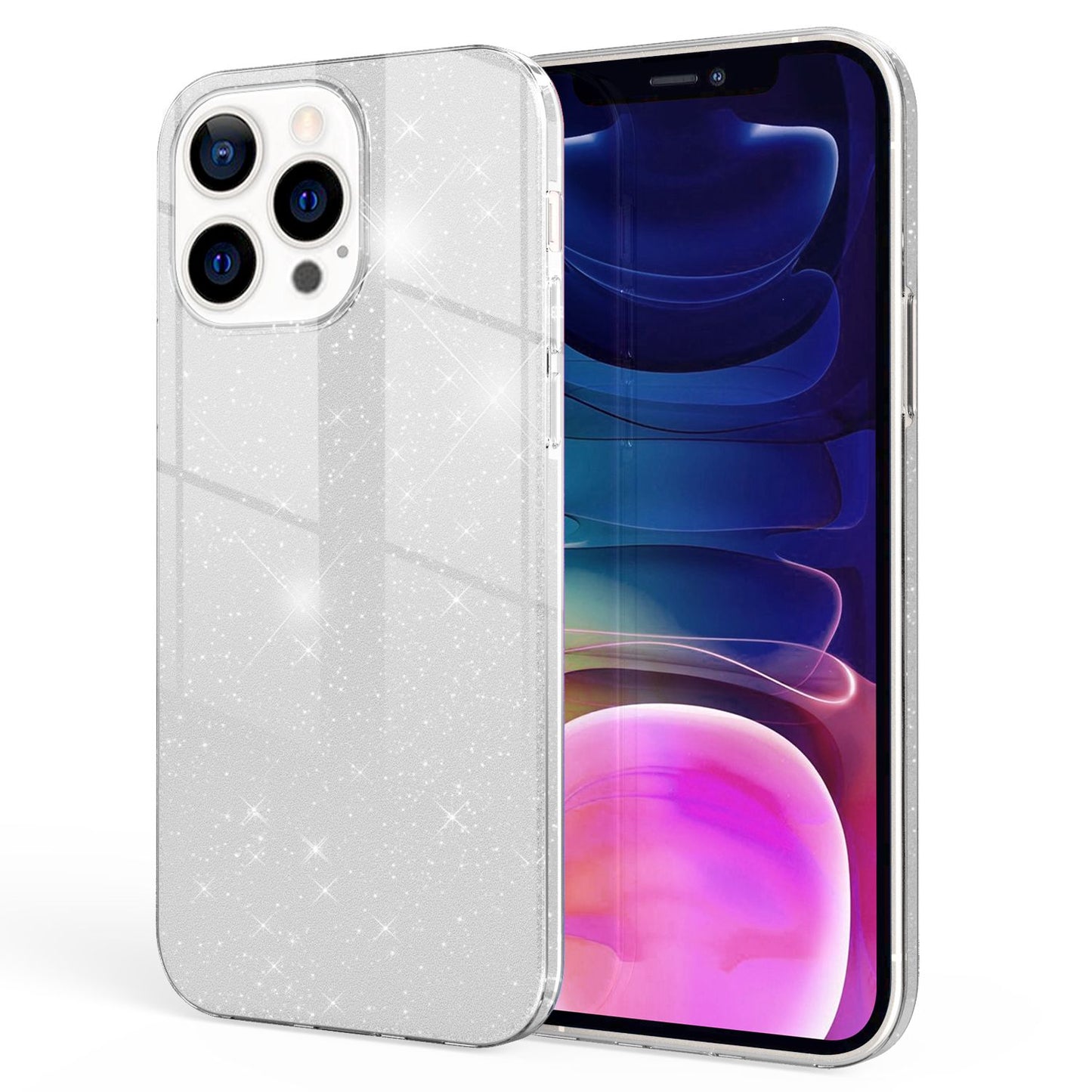 NALIA Rugged Glitter Case for iPhone 13 Pro Max, Shockproof Shiny Glitter Protective Case, Reinforced Silicone Case