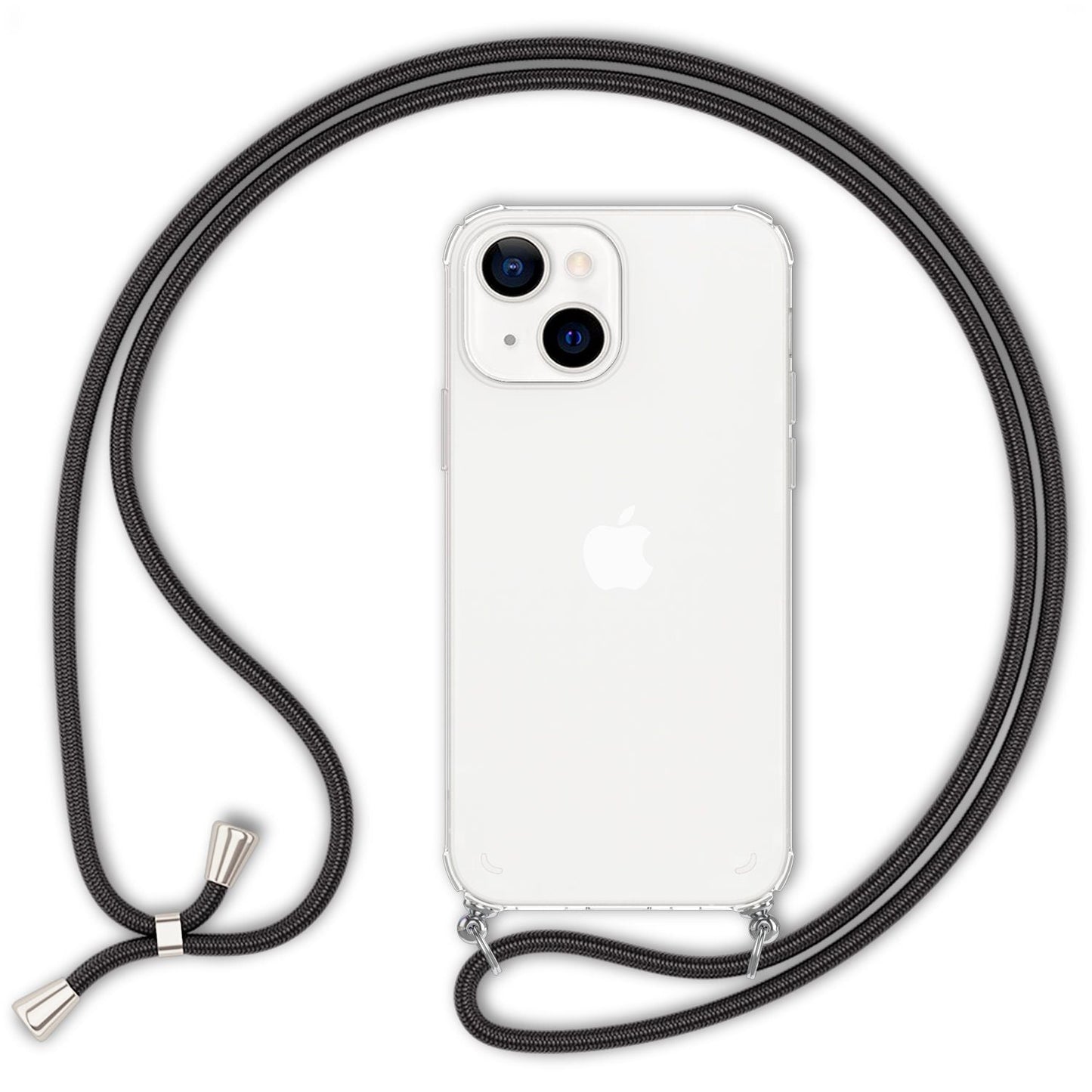 NALIA Phone Case with Chain for iPhone 13 Mini, Transparent Hard Case &amp; Phone Cord