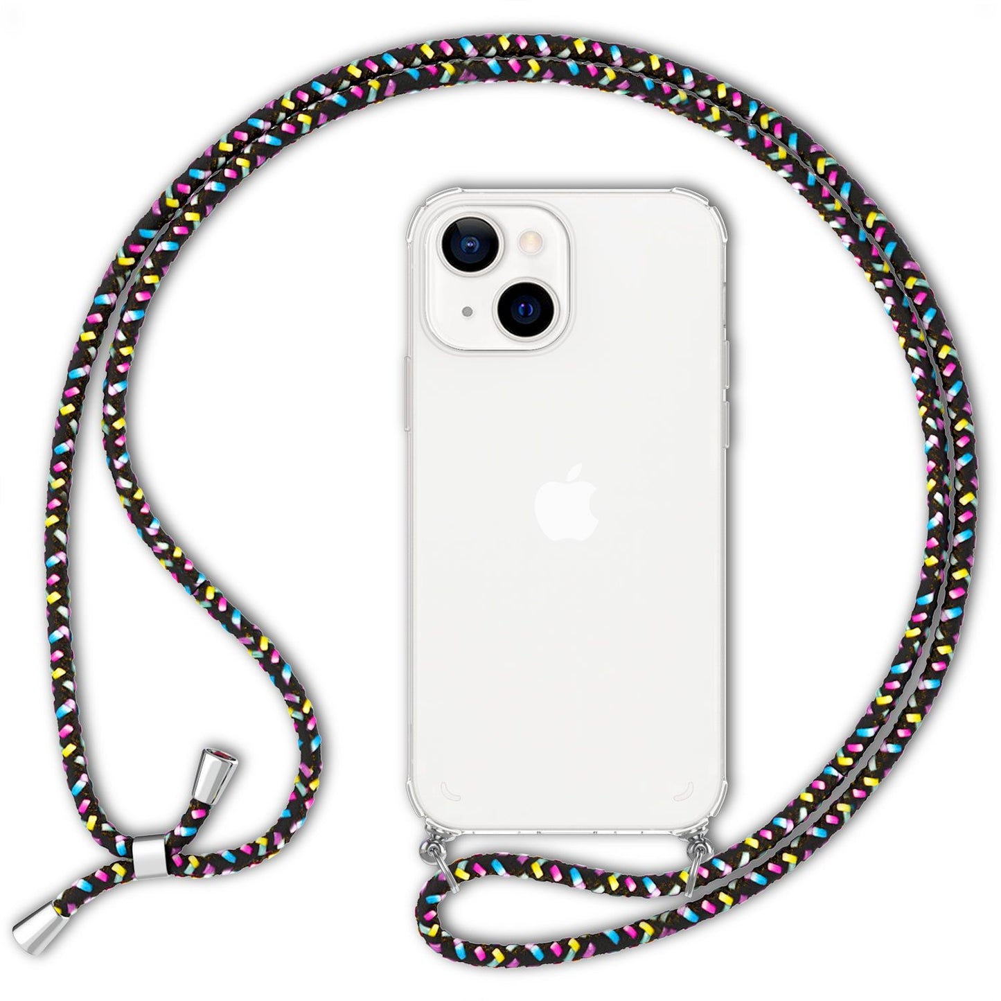 NALIA Phone Case with Chain for iPhone 13, Transparent Hard Case &amp; Phone Cord, Robust, Non-Yellowing, Clear