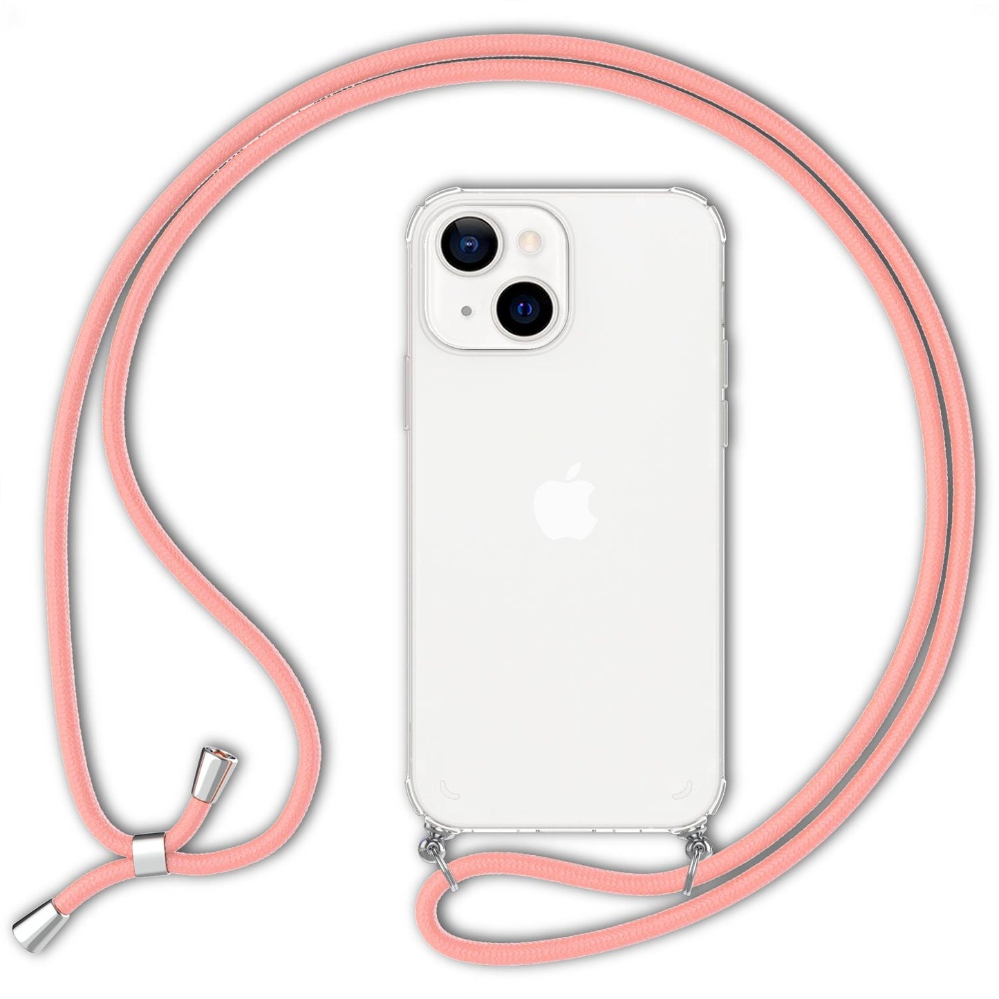 NALIA Phone Case with Chain for iPhone 13, Transparent Hard Case &amp; Phone Cord, Robust, Non-Yellowing, Clear