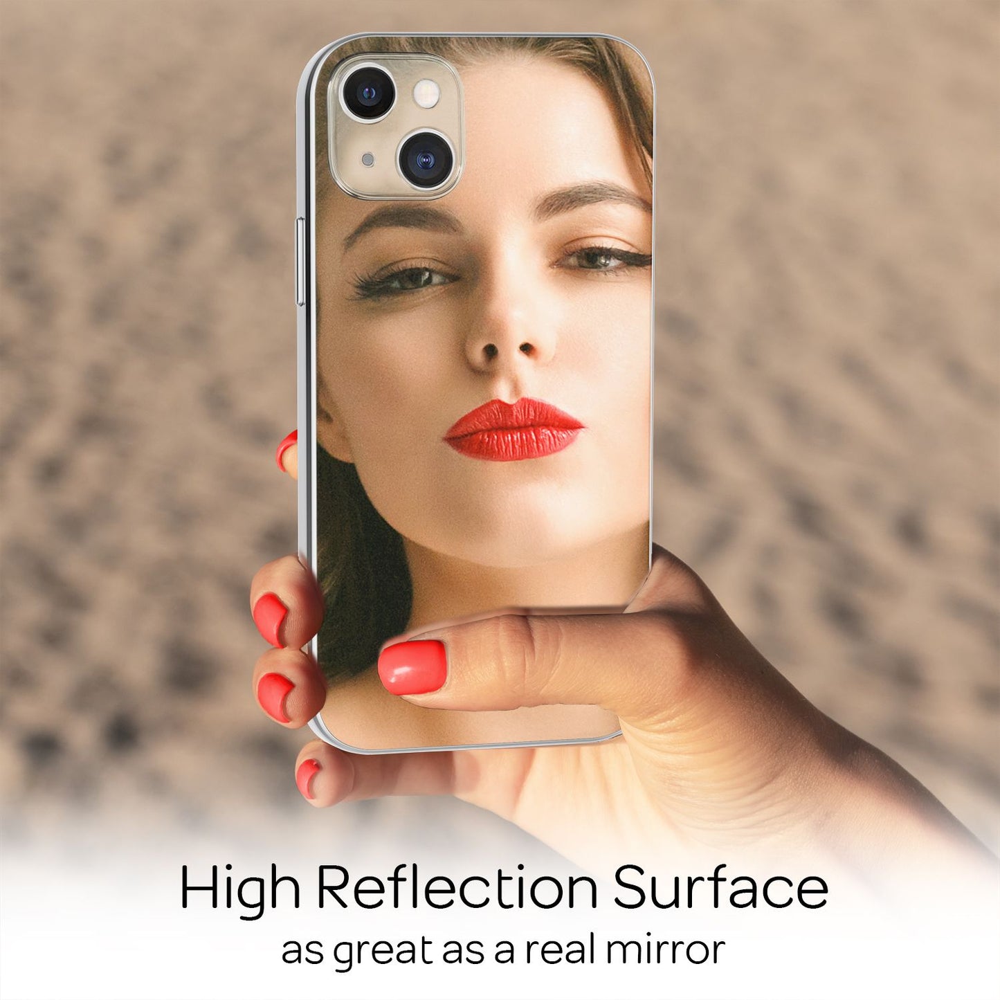 NALIA Mirror Tempered Glass Case for iPhone 13 Mini, Mirror Protective Case Bumper