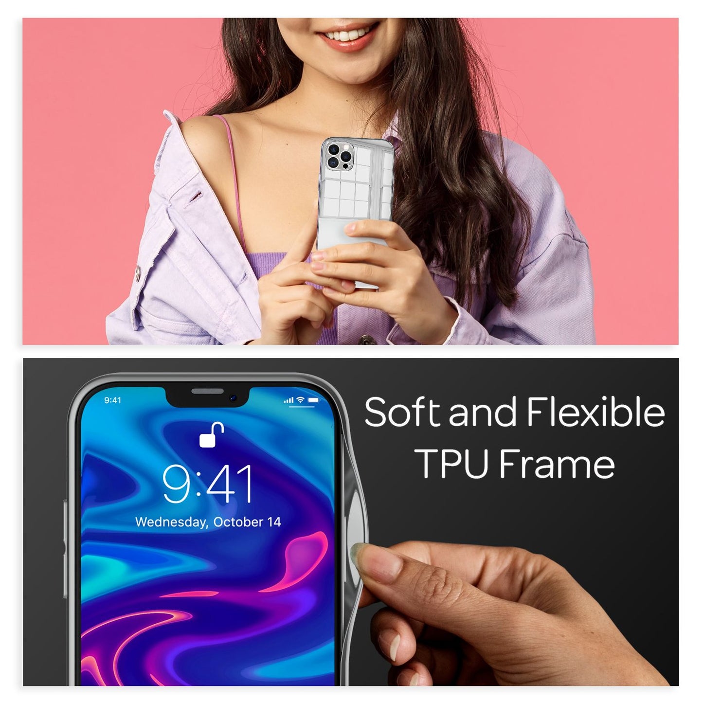 NALIA spegilglerhulstur fyrir iPhone 13 Pro, spegilhlífðarhulstur