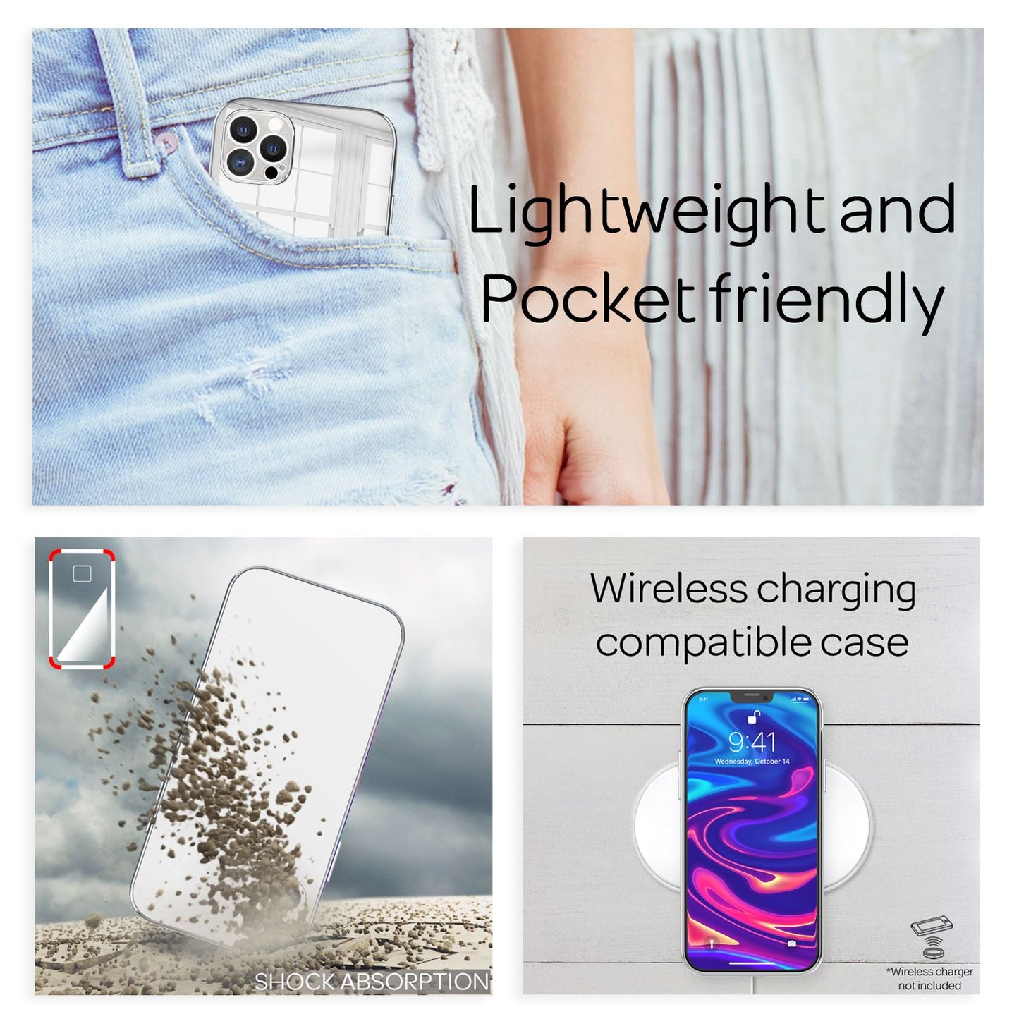 NALIA spegilglerhulstur fyrir iPhone 13 Pro, spegilhlífðarhulstur