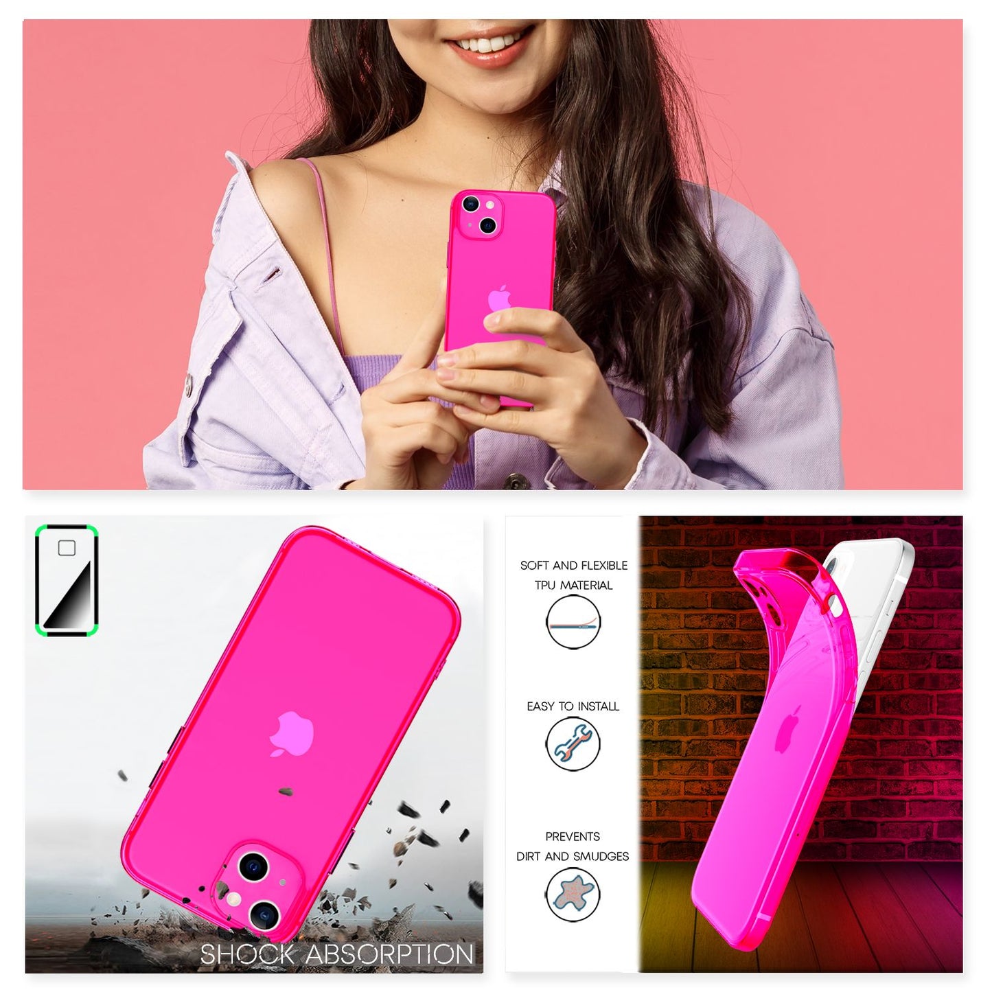 NALIA Klare Neon Handy Hülle für iPhone 13 Mini, Bunt Durchsichtig Cover Case