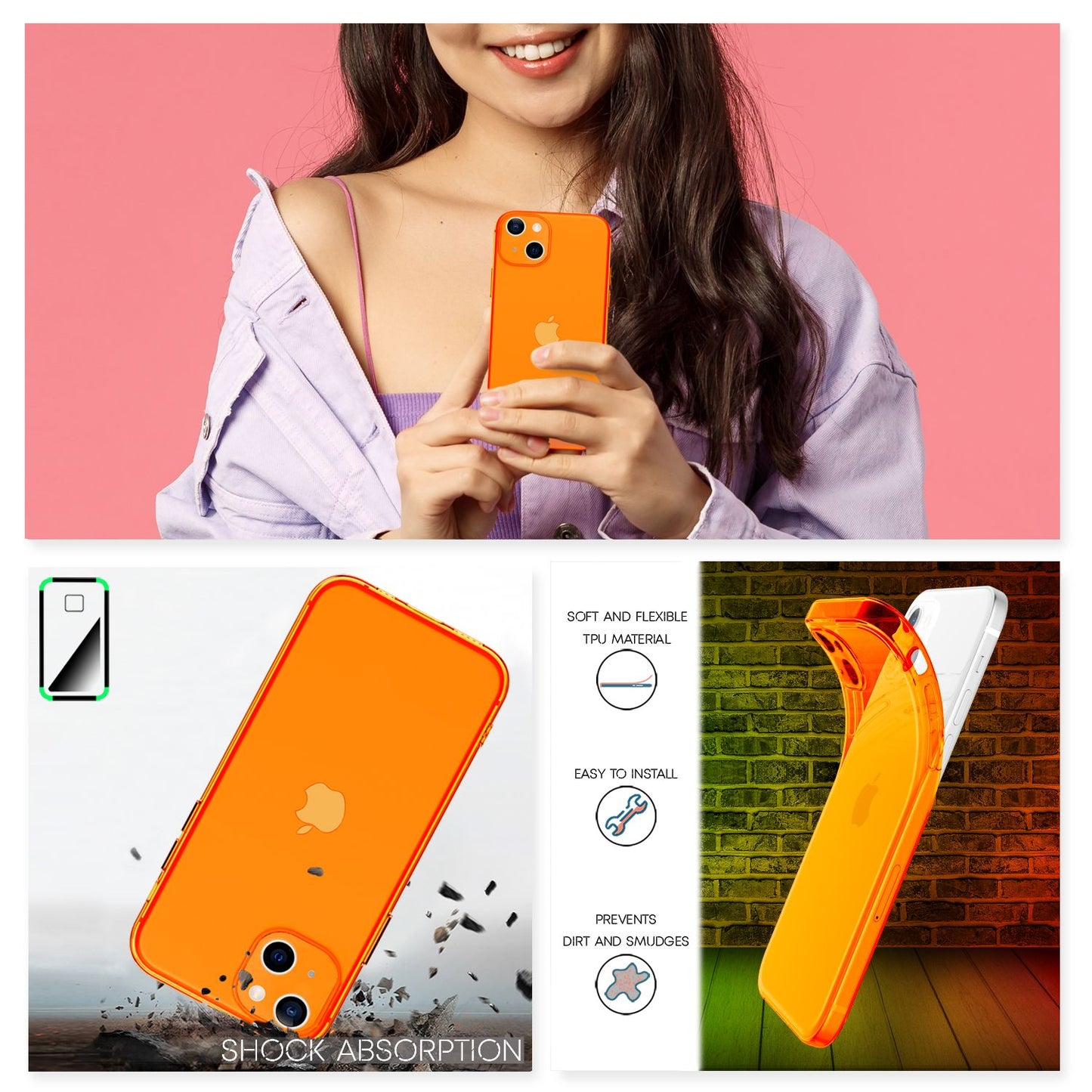 NALIA Klare Neon Handy Hülle für iPhone 13 Mini, Bunt Durchsichtig Cover Case