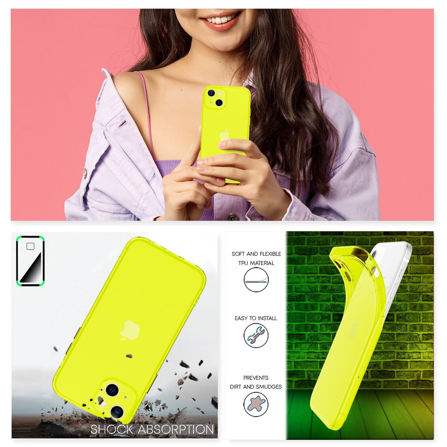 NALIA Klare Neon Handy Hülle für iPhone 13 Mini, Bunt Durchsichtig Cover Case