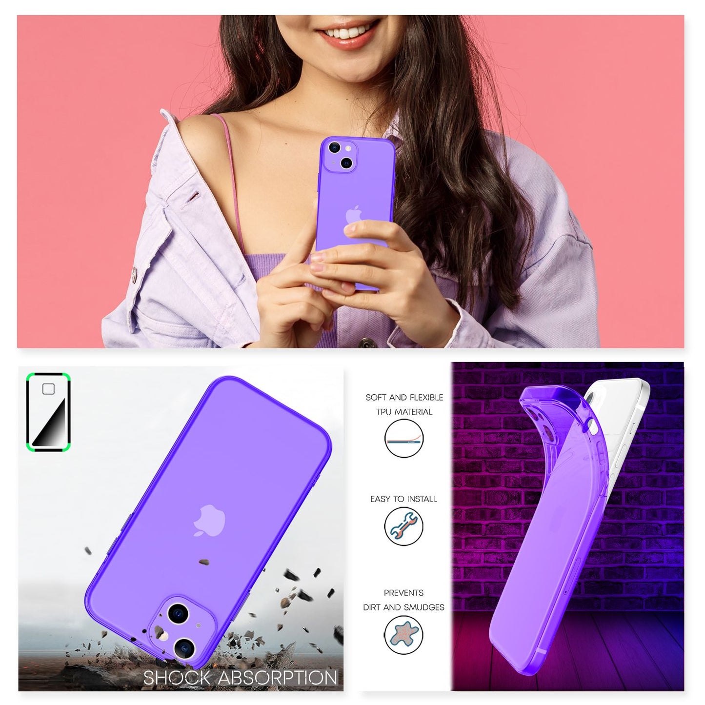 NALIA Klare Neon Handy Hülle für iPhone 13 Mini, Bunt Durchsichtig Cover Case