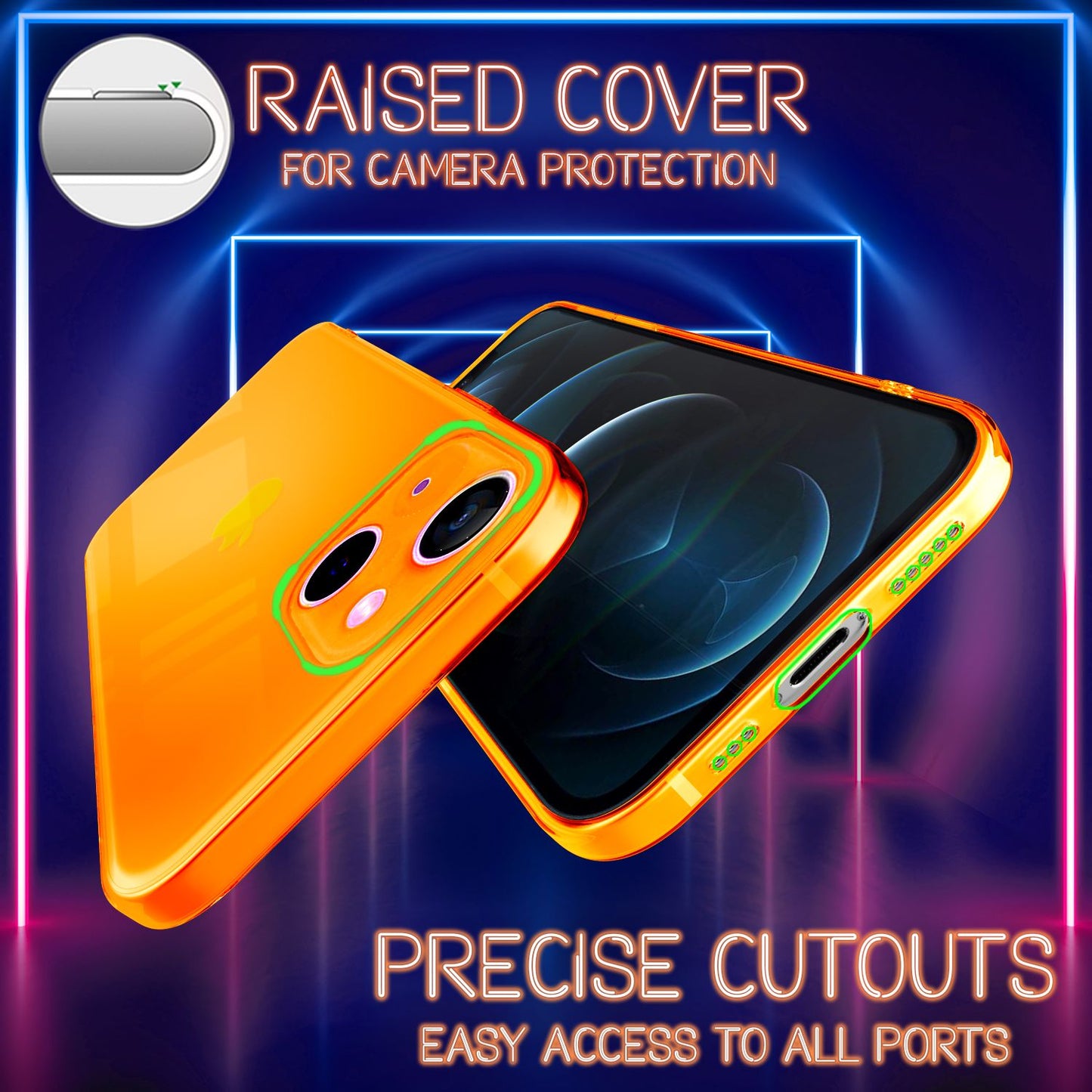 NALIA Klare Neon Handy Hülle für iPhone 13 Mini, Bunt Durchsichtig Cover Case