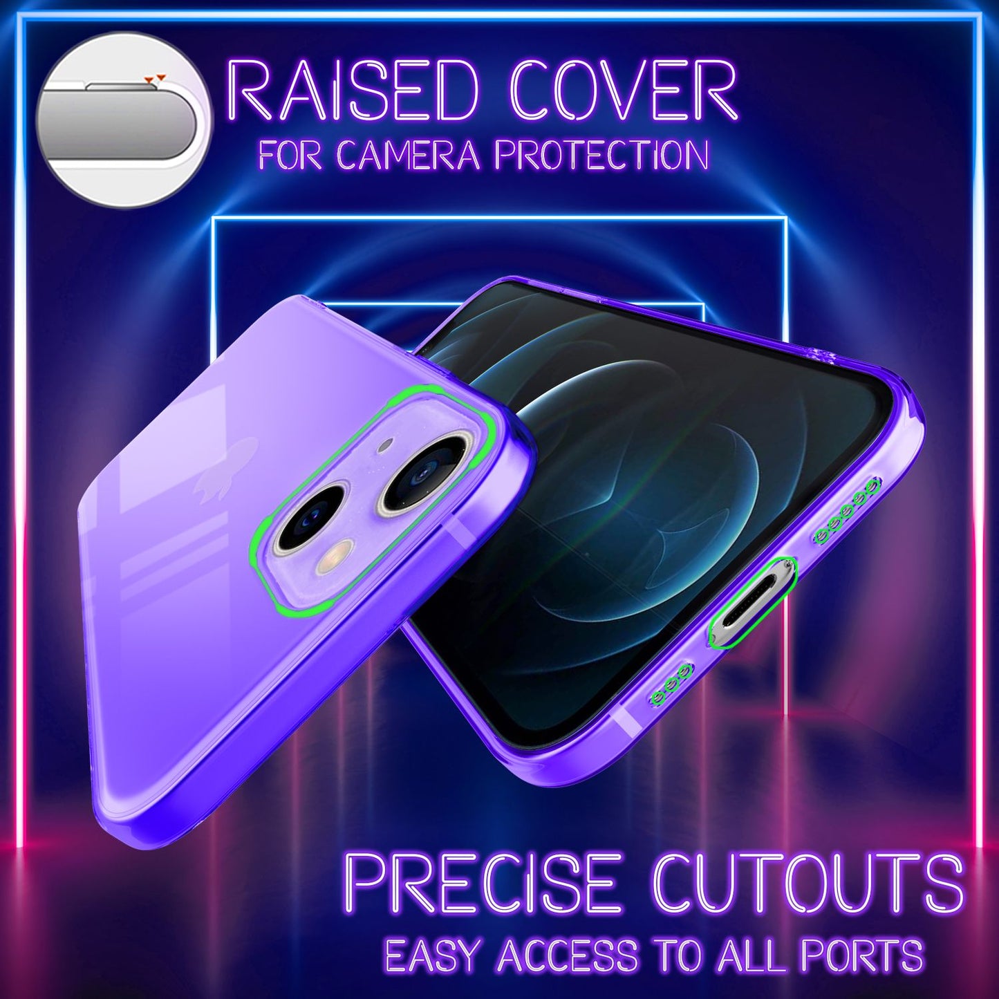 NALIA Klare Neon Handy Hülle für iPhone 13 Mini, Bunt Durchsichtig Cover Case