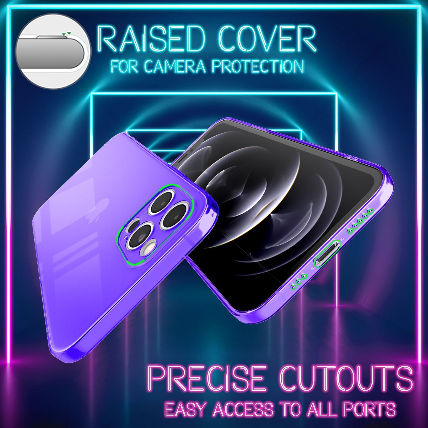 NALIA gegnsætt neon símahulstur fyrir iPhone 13 Pro, litríkt gegnsætt hulstur