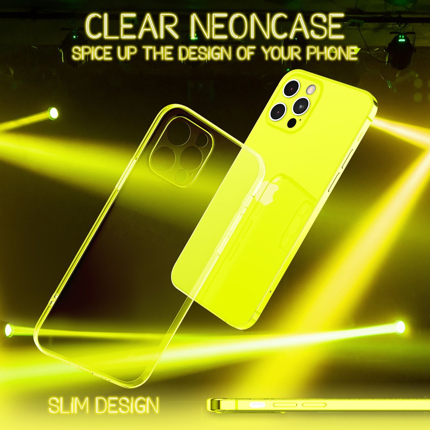 NALIA Clear Neon Phone Case for iPhone 13 Pro Max, Transparent, Colorful, Luminous, Non-Yellowing, Slim, Robust Protective Cover
