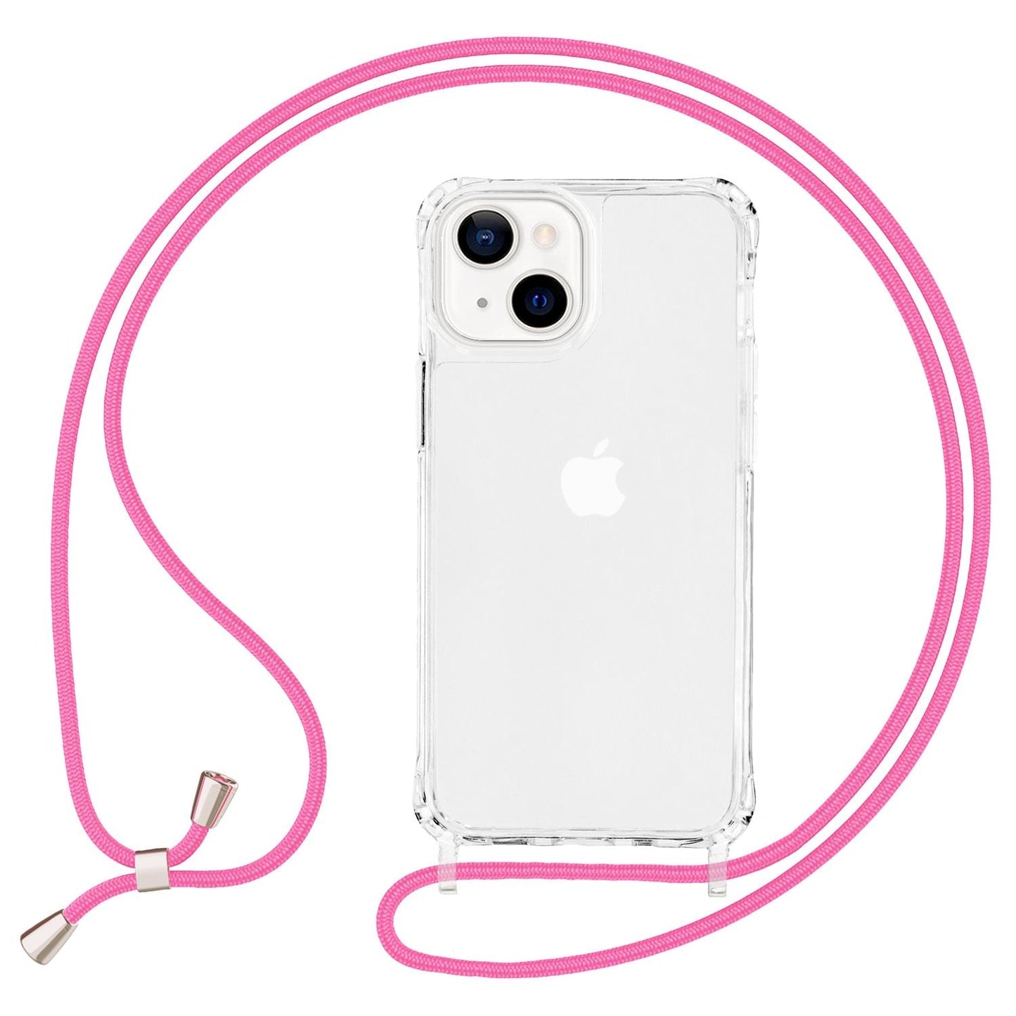 NALIA Clear Hybrid Case with Chain for iPhone 13, Transparent Hard Case &amp; Silicone Frame, Protective Case &amp; Phone Cord