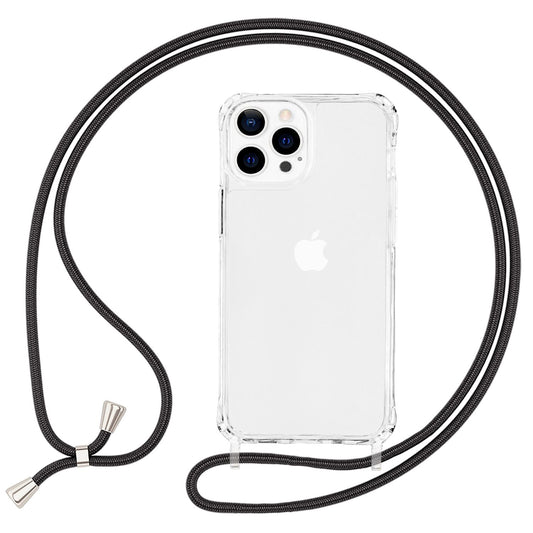NALIA Klares Hybrid Case mit Kette für iPhone 13 Pro, Transparent Anti-Gelb Robust Verstärkte Ecken Hardcase & Silikon Rahmen, Stoßfeste Schutzhülle & Handy-Schnur