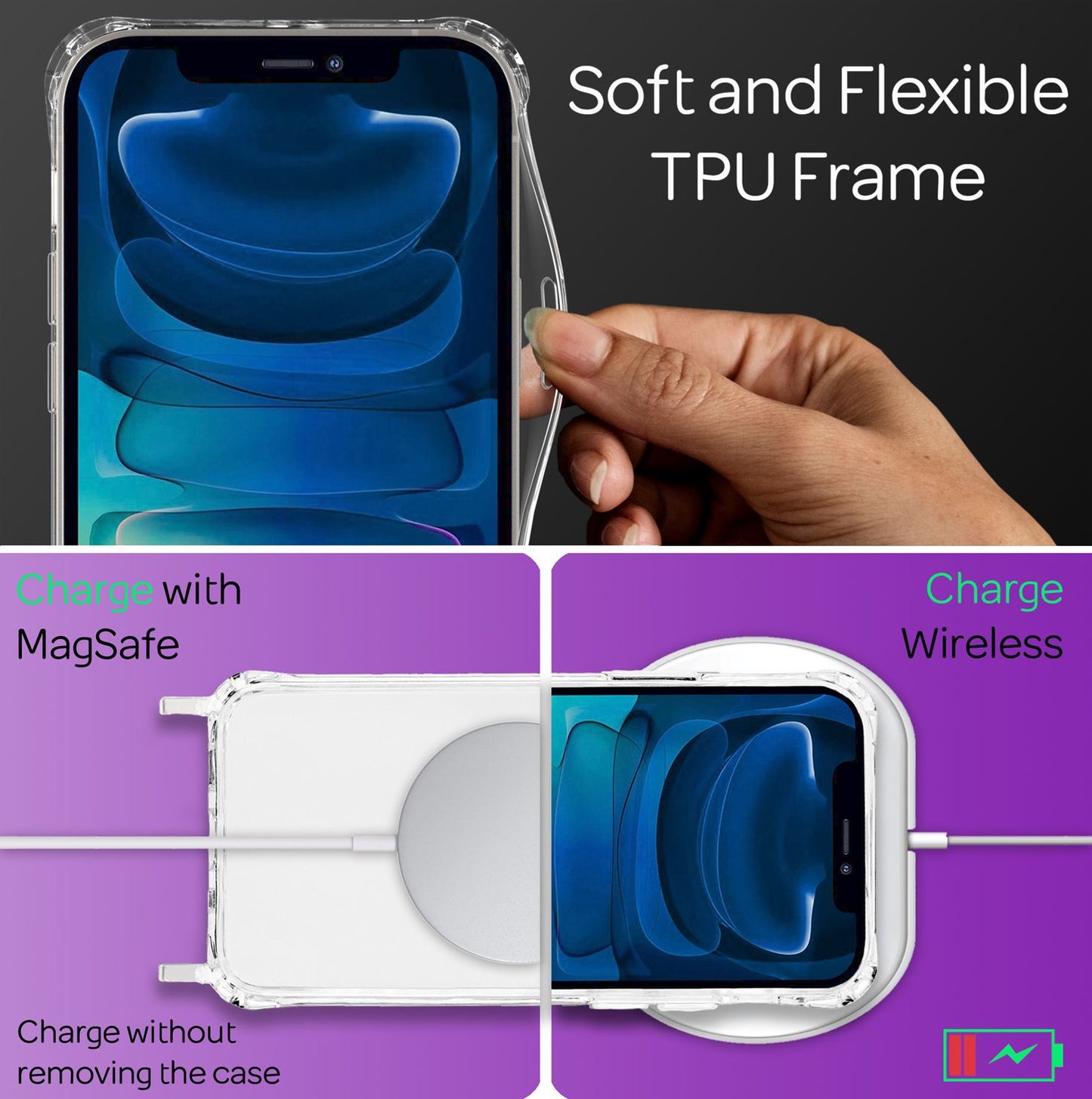 NALIA Klares Hybrid Case mit Kette für iPhone 13 Pro, Transparent Anti-Gelb Robust Verstärkte Ecken Hardcase & Silikon Rahmen, Stoßfeste Schutzhülle & Handy-Schnur