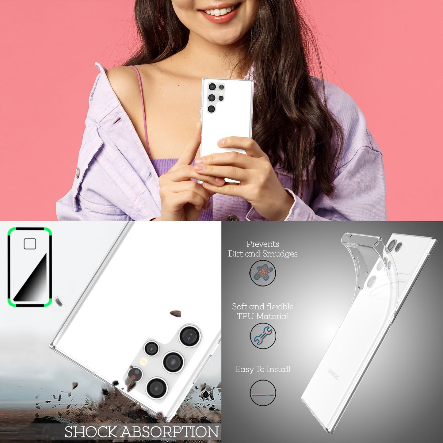 NALIA Clear Silicone Case for Samsung Galaxy S22 Ultra, Transparent Anti-Yellowing Clear Case, Phone Case Protective Cover