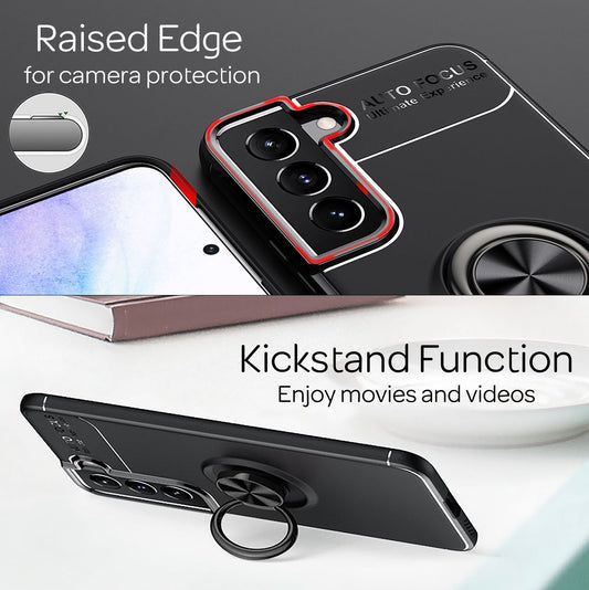 NALIA Matte Black Ring Cover fyrir Samsung Galaxy S22