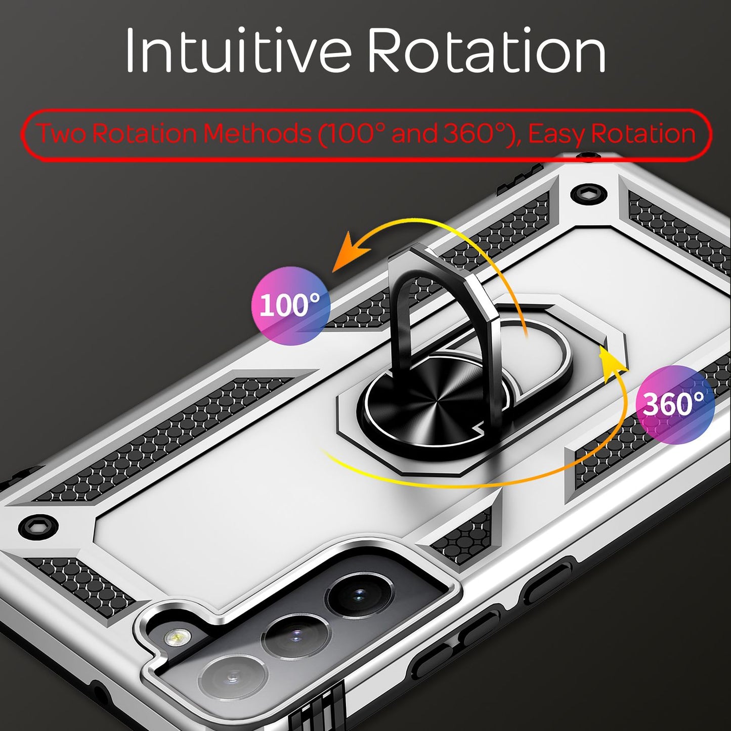 NALIA Military-Style Ring Case for Samsung Galaxy S22, Extremely Protective, Shockproof, Robust, 360° Ring for Stand Function