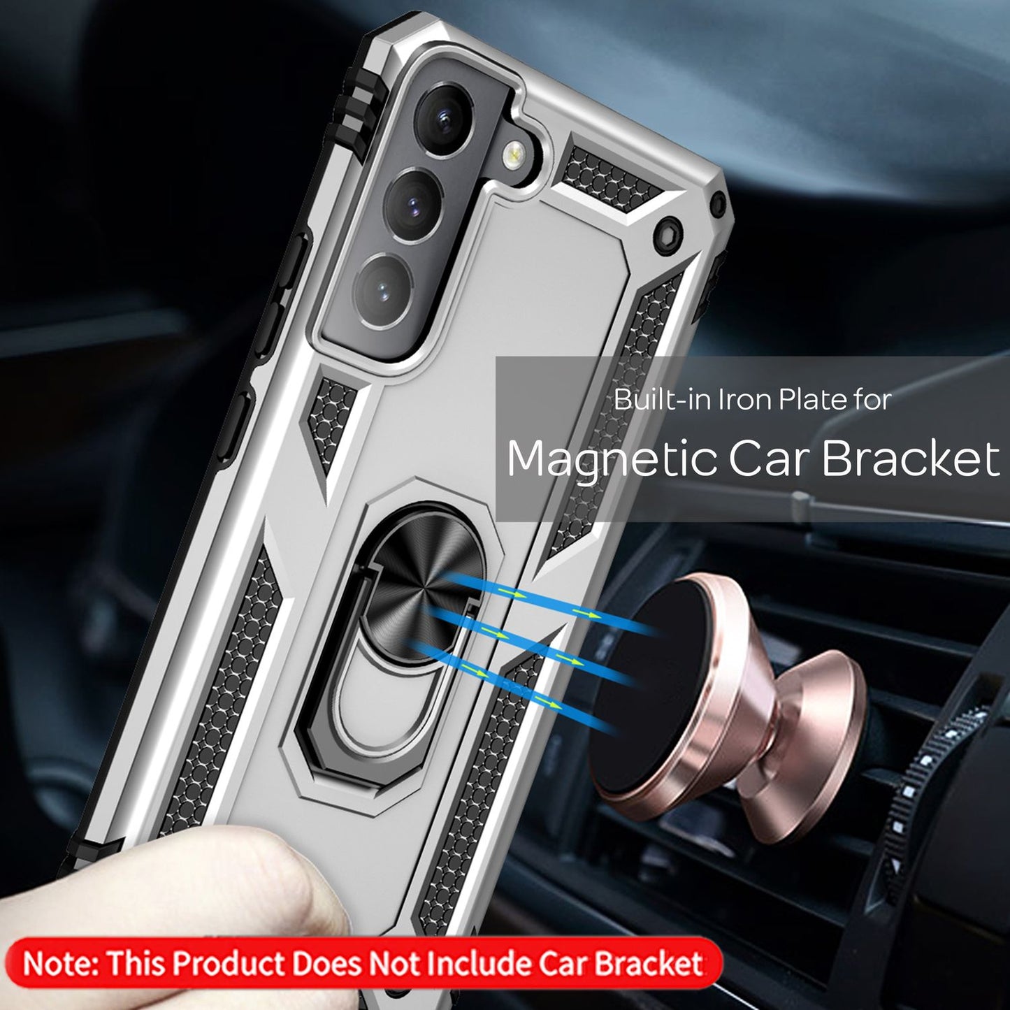 NALIA Military-Style Ring Case for Samsung Galaxy S22, Extremely Protective, Shockproof, Robust, 360° Ring for Stand Function