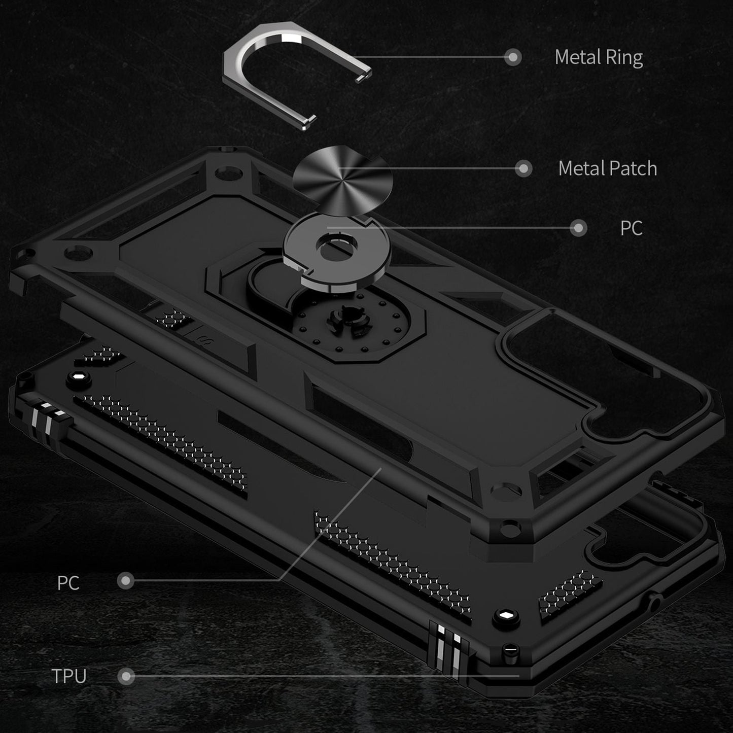 NALIA Military-Style Ring Case for Samsung Galaxy S22, Extremely Protective, Shockproof, Robust, 360° Ring for Stand Function