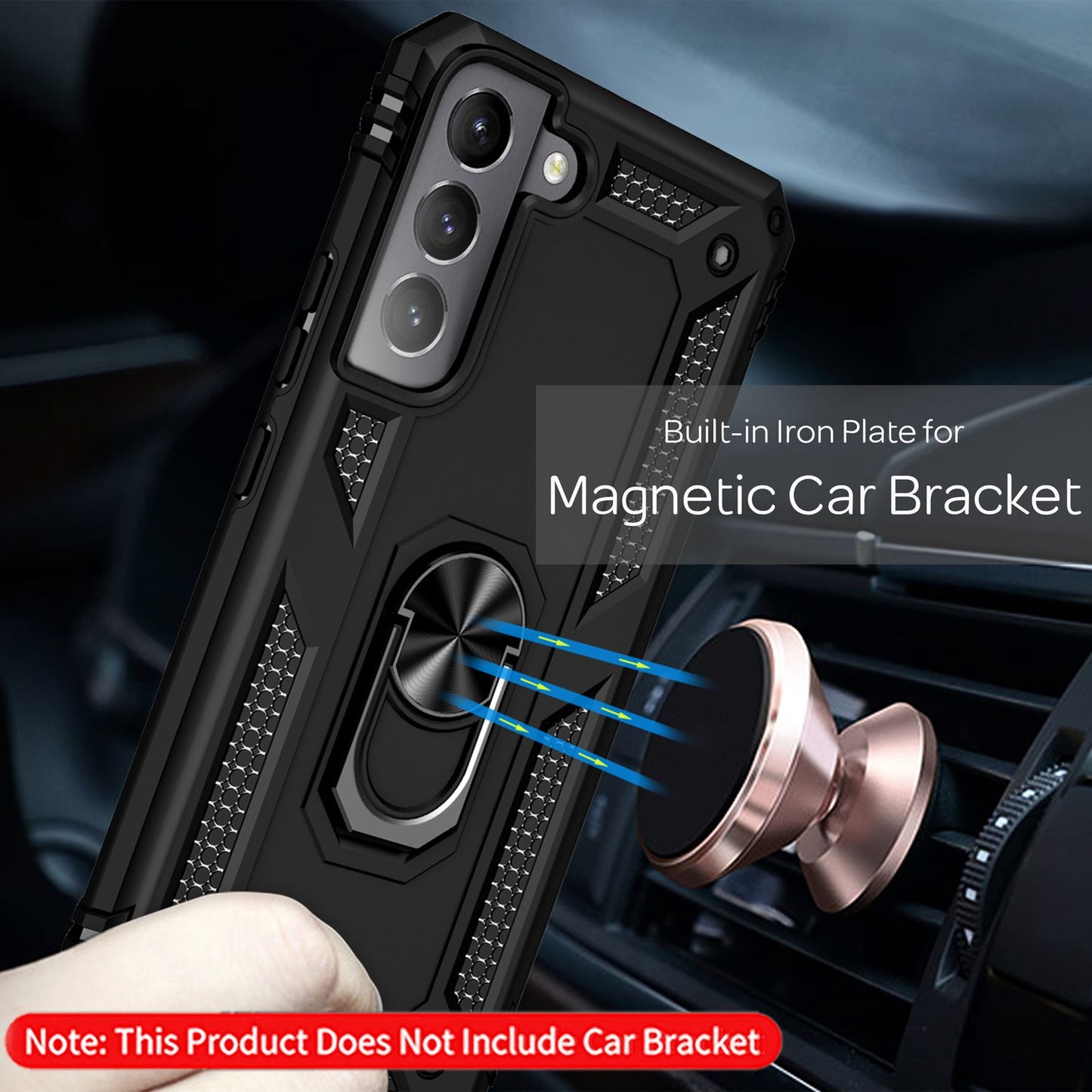 NALIA Military-Style Ring Case for Samsung Galaxy S22 Plus, Extremely Protective, Shockproof, Robust, 360° Ring for Stand