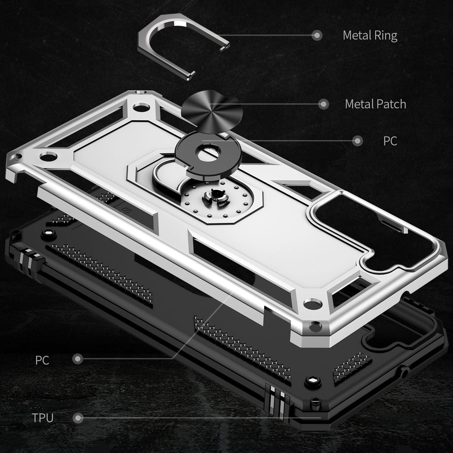 NALIA Military-Style Ring Case for Samsung Galaxy S22 Plus, Extremely Protective, Shockproof, Robust, 360° Ring for Stand
