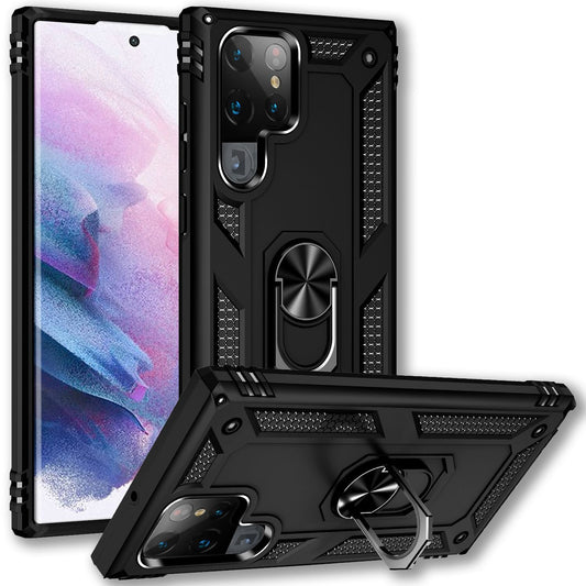 NALIA Military-Style Ring Case for Samsung Galaxy S22 Ultra, Extremely Protective and Shockproof, 360° Ring for Stand