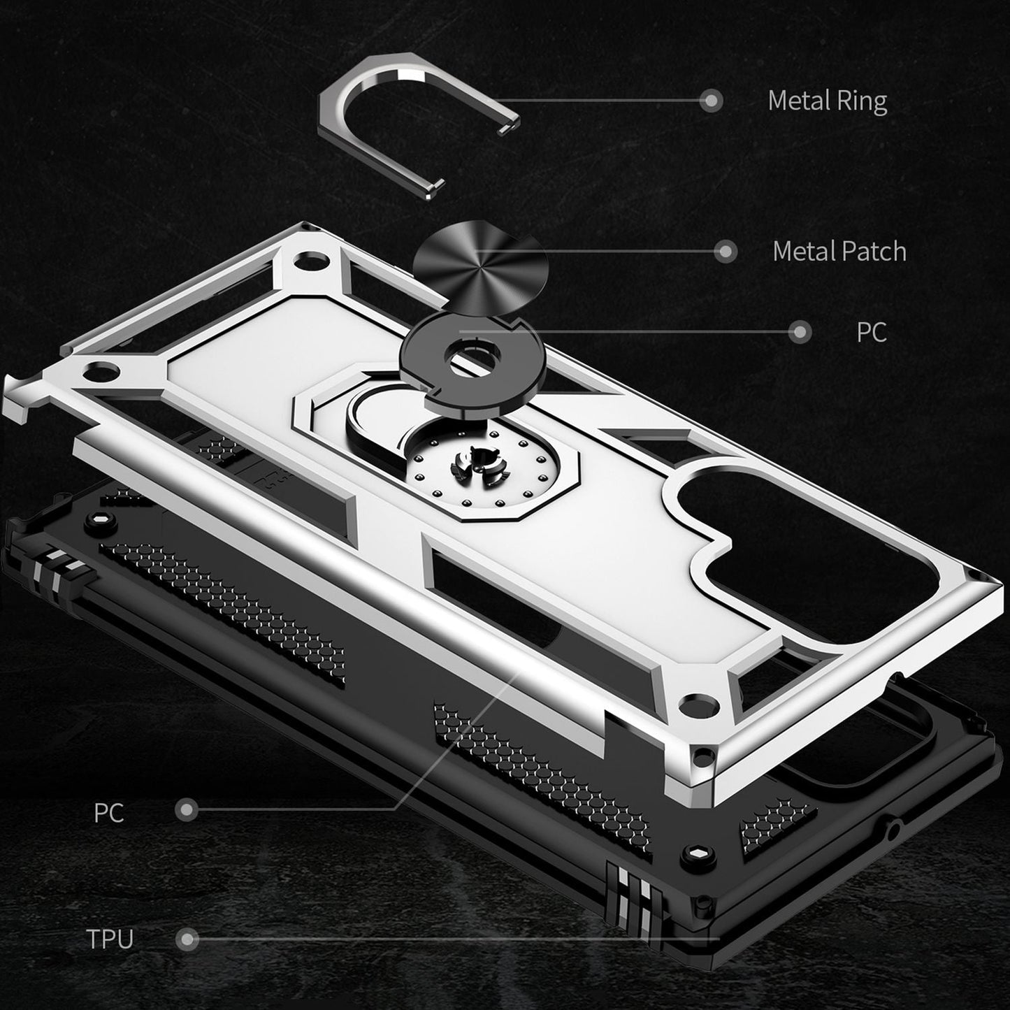 NALIA Military-Style Ringhülle für Samsung Galaxy S22 Ultra, Extrem Schützend Stoßfest, 360° Ring für Aufsteller