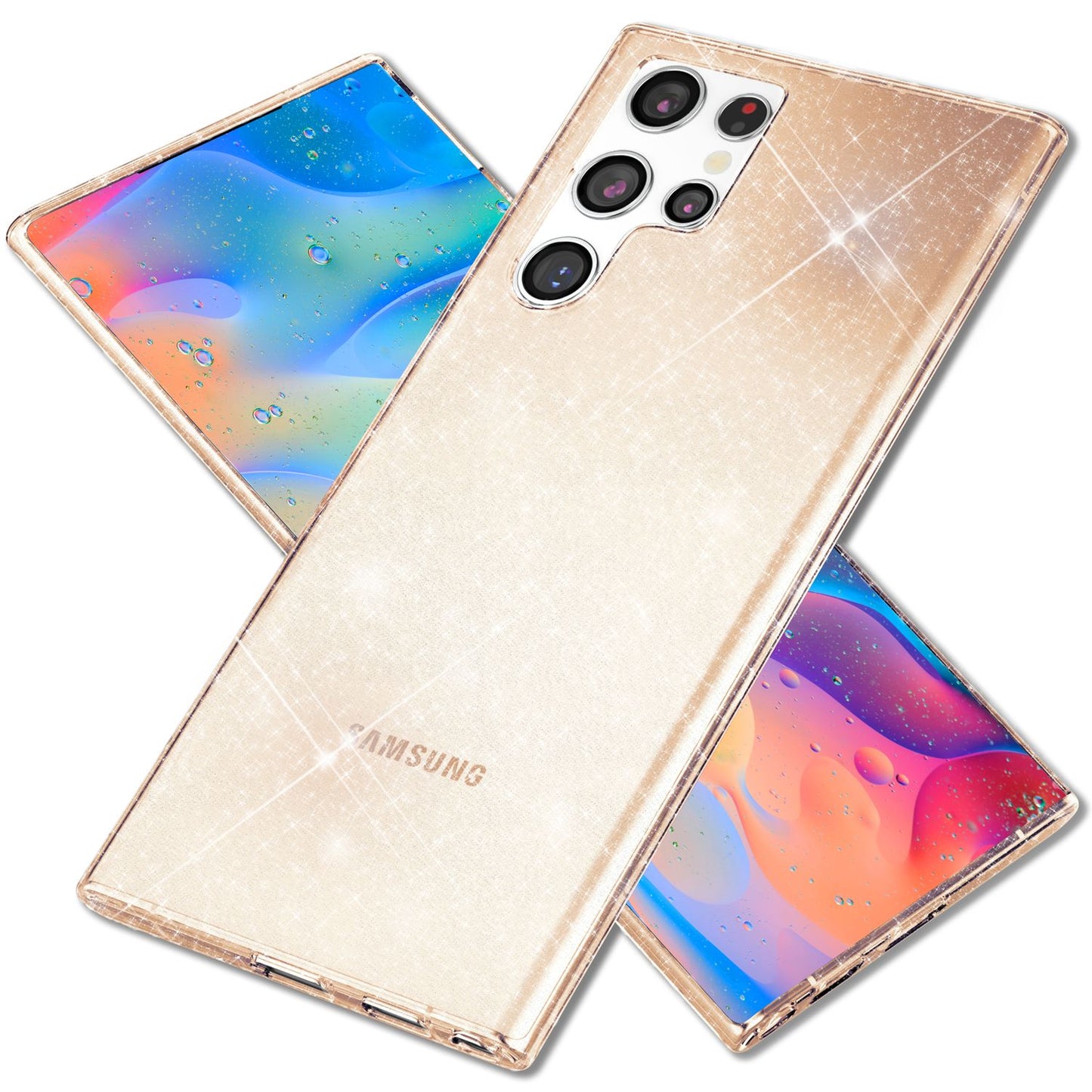 NALIA Klare Glitzerhülle für Samsung Galaxy S22 Ultra, Durchsichtig