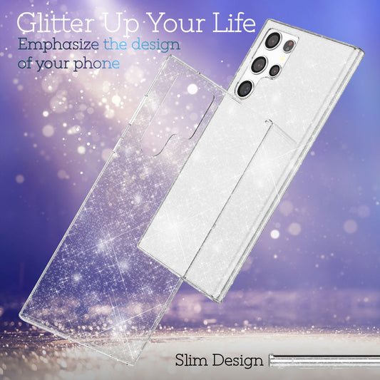 NALIA Clear Glitter Case for Samsung Galaxy S22 Ultra, Transparent