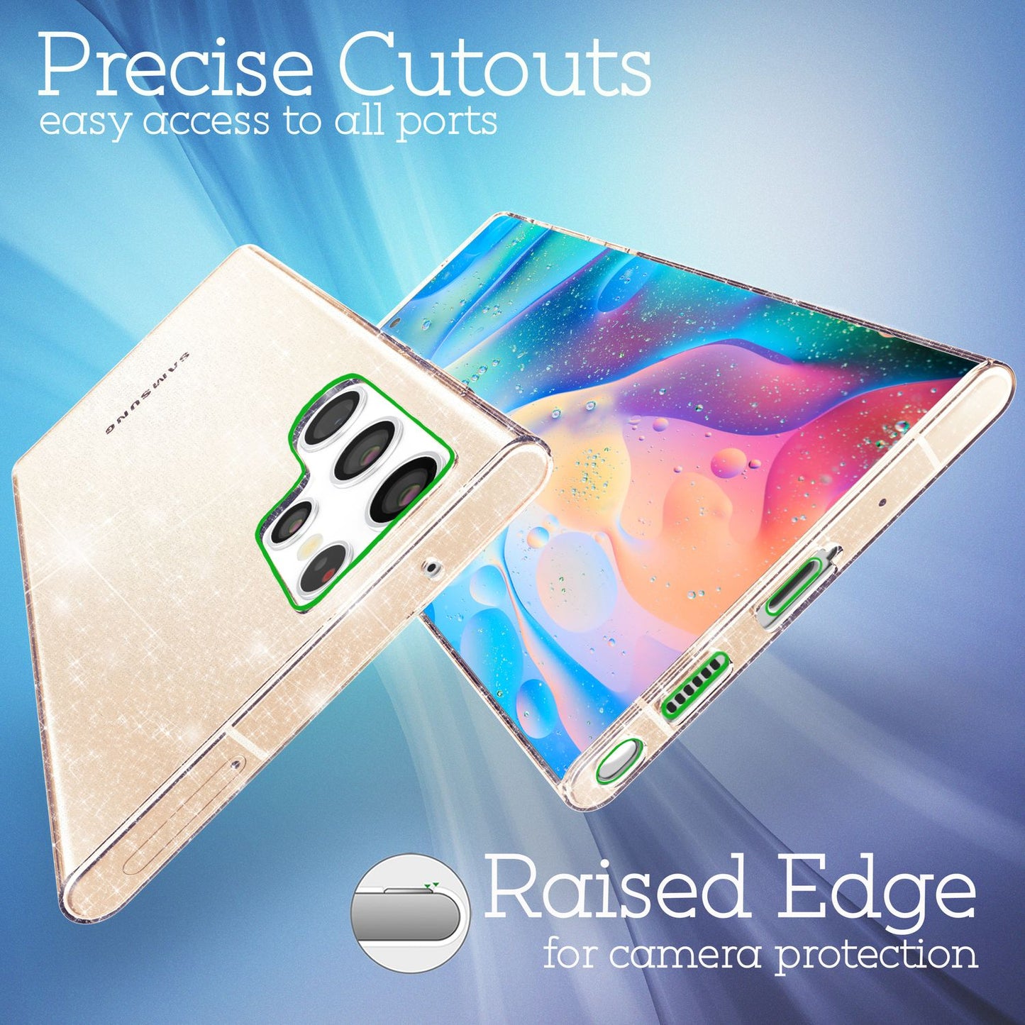 NALIA Klare Glitzerhülle für Samsung Galaxy S22 Ultra, Durchsichtig