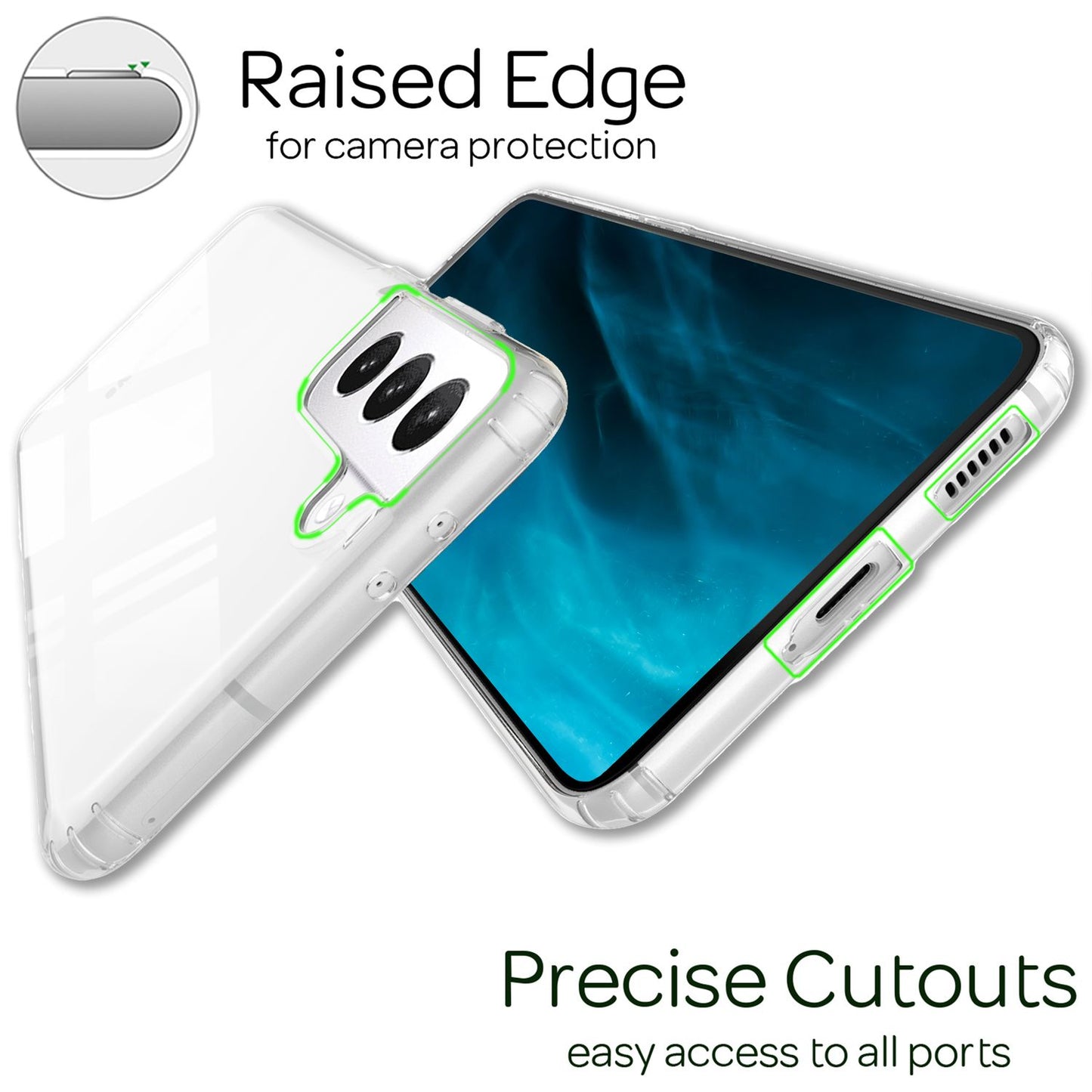 NALIA gegnsætt rispuþolið hulstur fyrir Samsung Galaxy S22, gegnsætt og gulnunarvarna hulstur, harður bakhlið og sílikonkantur