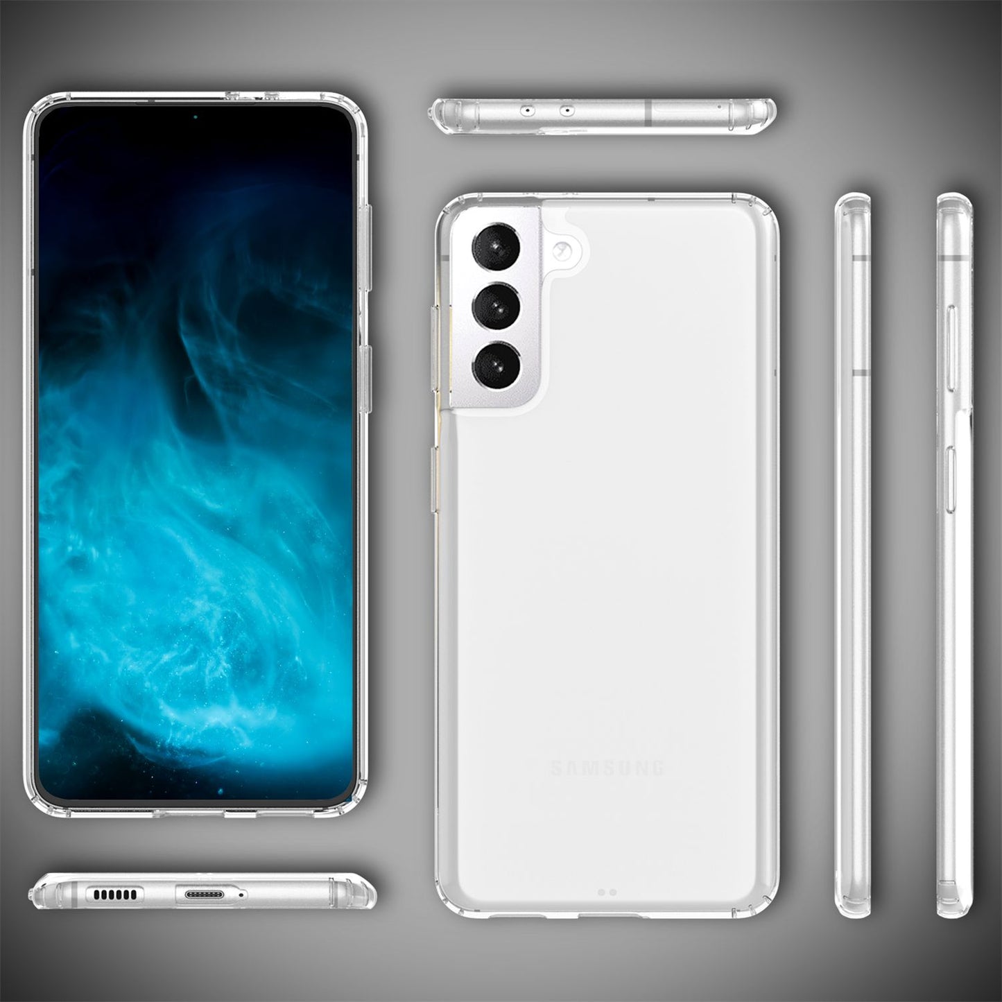 NALIA gegnsætt rispuþolið hulstur fyrir Samsung Galaxy S22, gegnsætt og gulnunarvarna hulstur, harður bakhlið og sílikonkantur