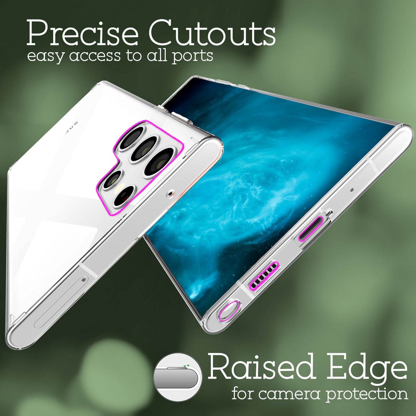 NALIA gegnsætt rispuþolið hulstur fyrir Samsung Galaxy S22 Ultra, gegnsætt, gulnunarvarna, harður bakhlið og sílikonrammi, símahulstur