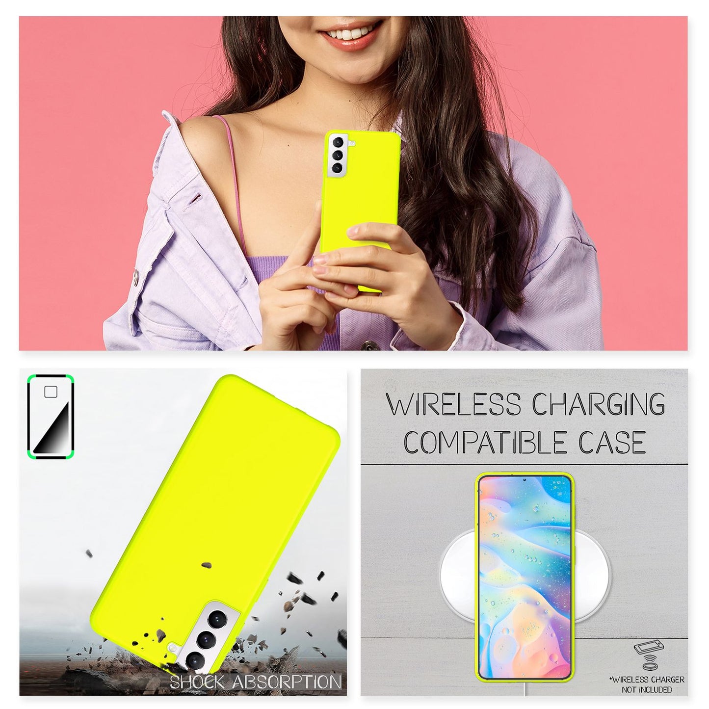 NALIA litríkt neon sílikonhulstur fyrir Samsung Galaxy S22