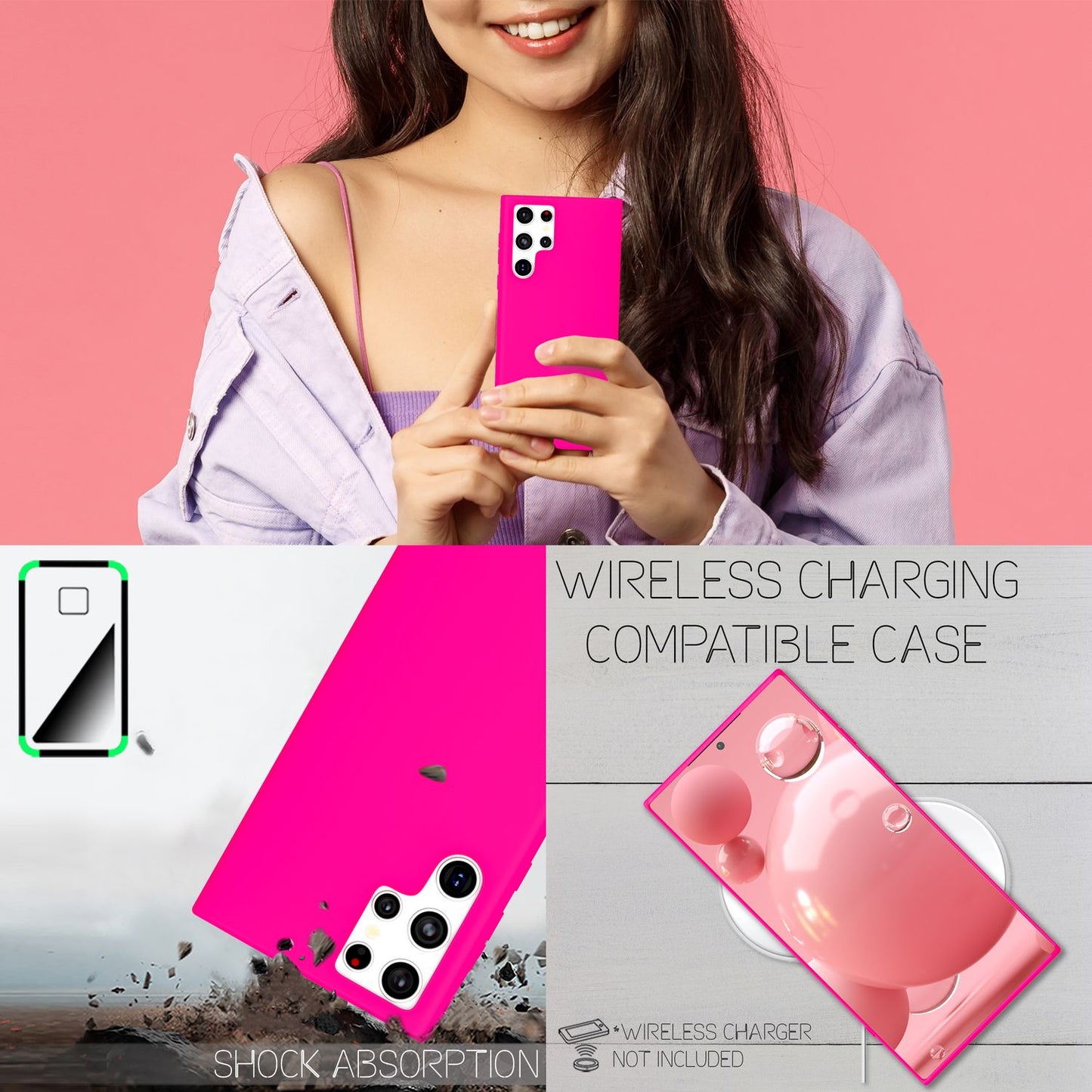 NALIA Colorful Neon Silicone Case for Samsung Galaxy S22 Ultra