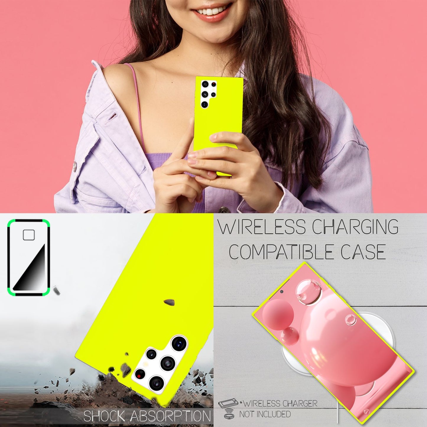 NALIA Colorful Neon Silicone Case for Samsung Galaxy S22 Ultra