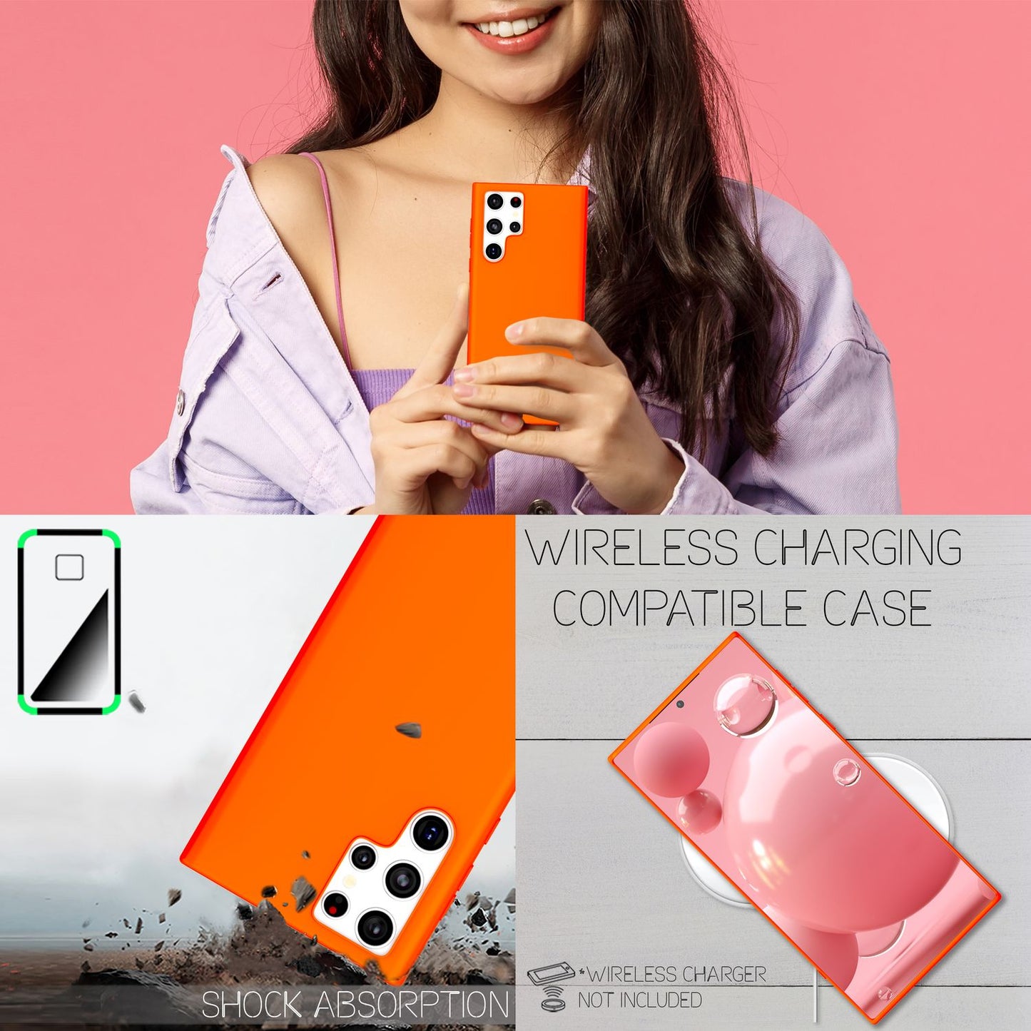 NALIA Colorful Neon Silicone Case for Samsung Galaxy S22 Ultra