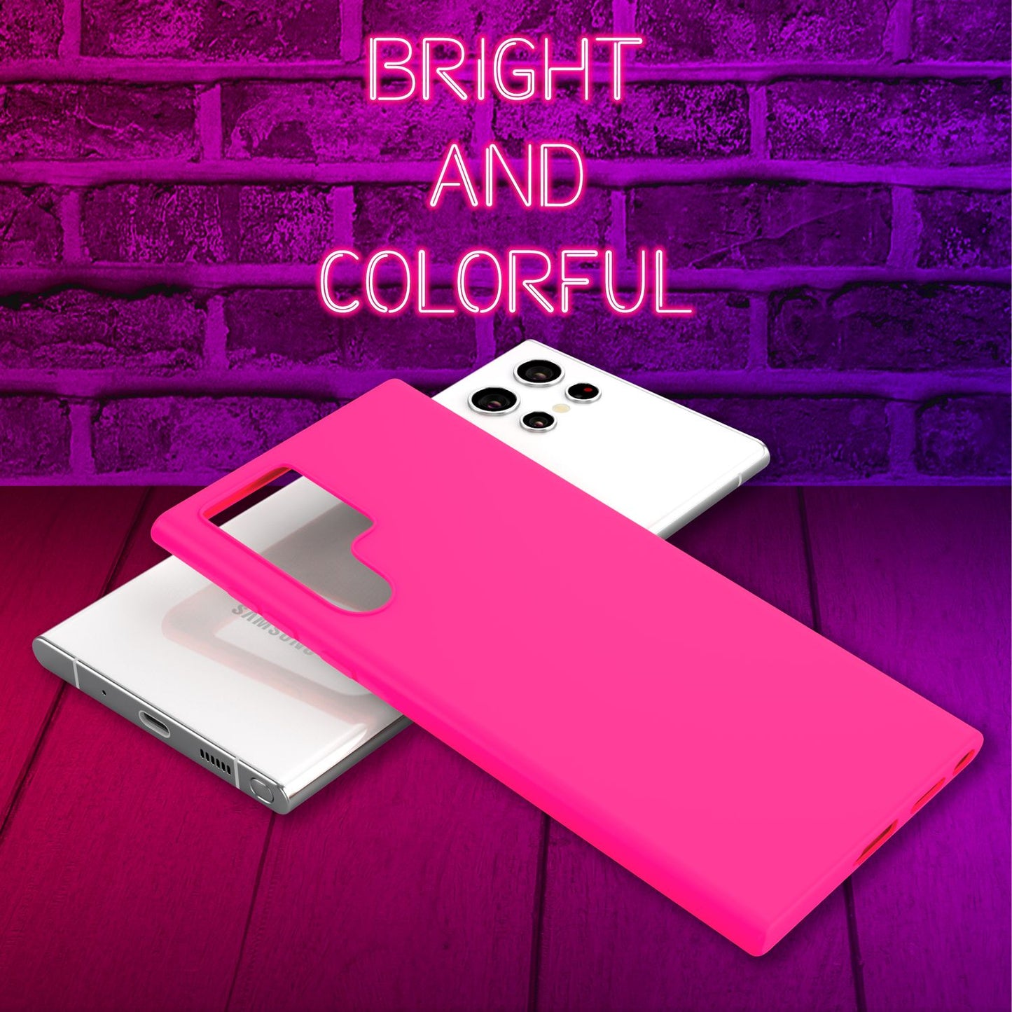 NALIA Colorful Neon Silicone Case for Samsung Galaxy S22 Ultra