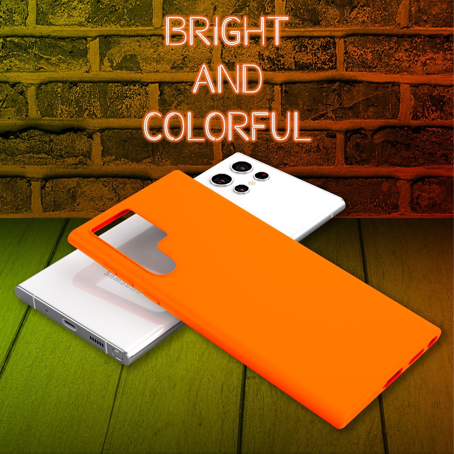 NALIA Colorful Neon Silicone Case for Samsung Galaxy S22 Ultra