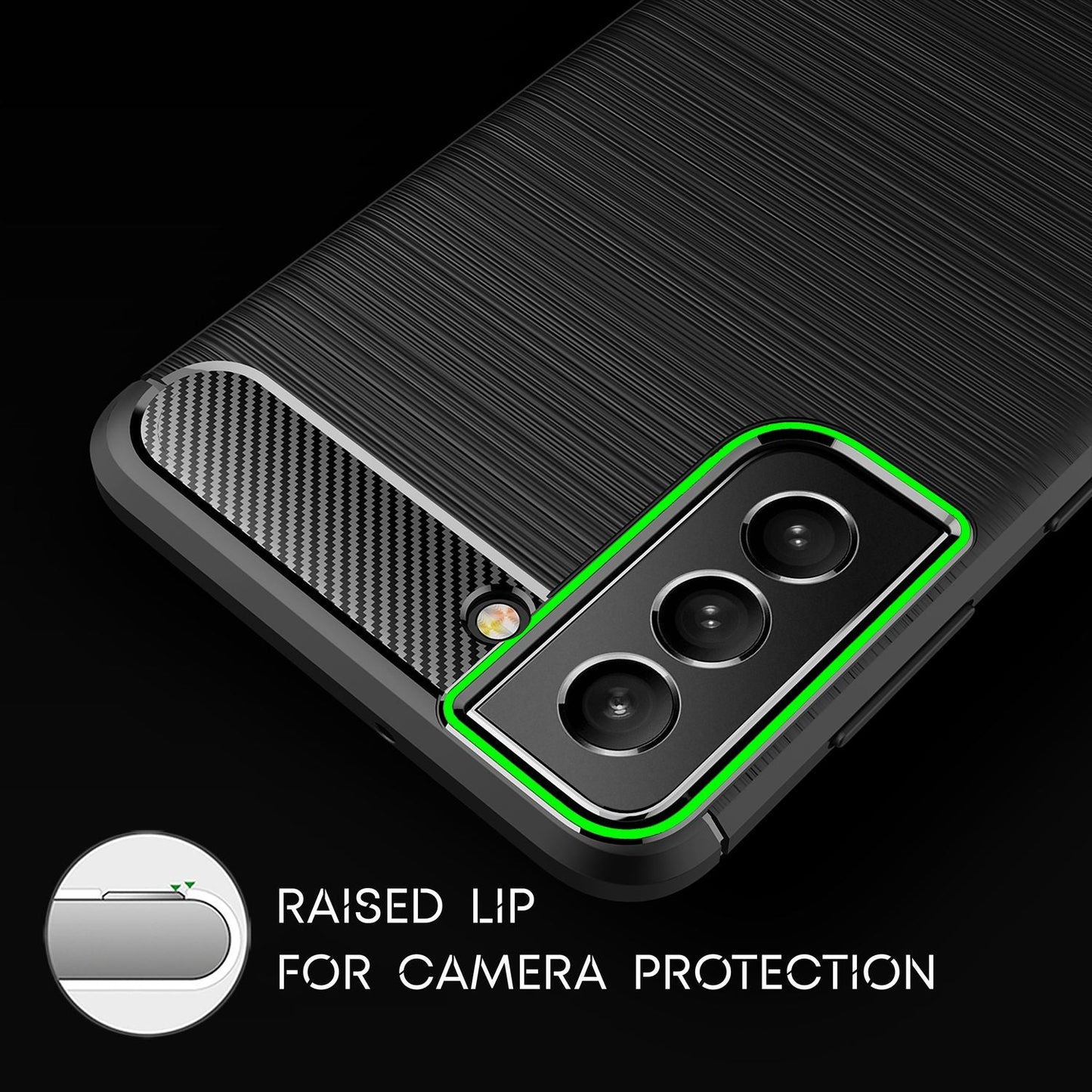 NALIA Carbon Look Case for Samsung Galaxy S22 Plus, Matte Black Silicone Case, Anti-Fingerprint, Carbon Fiber Look, Phone Case Protective Case