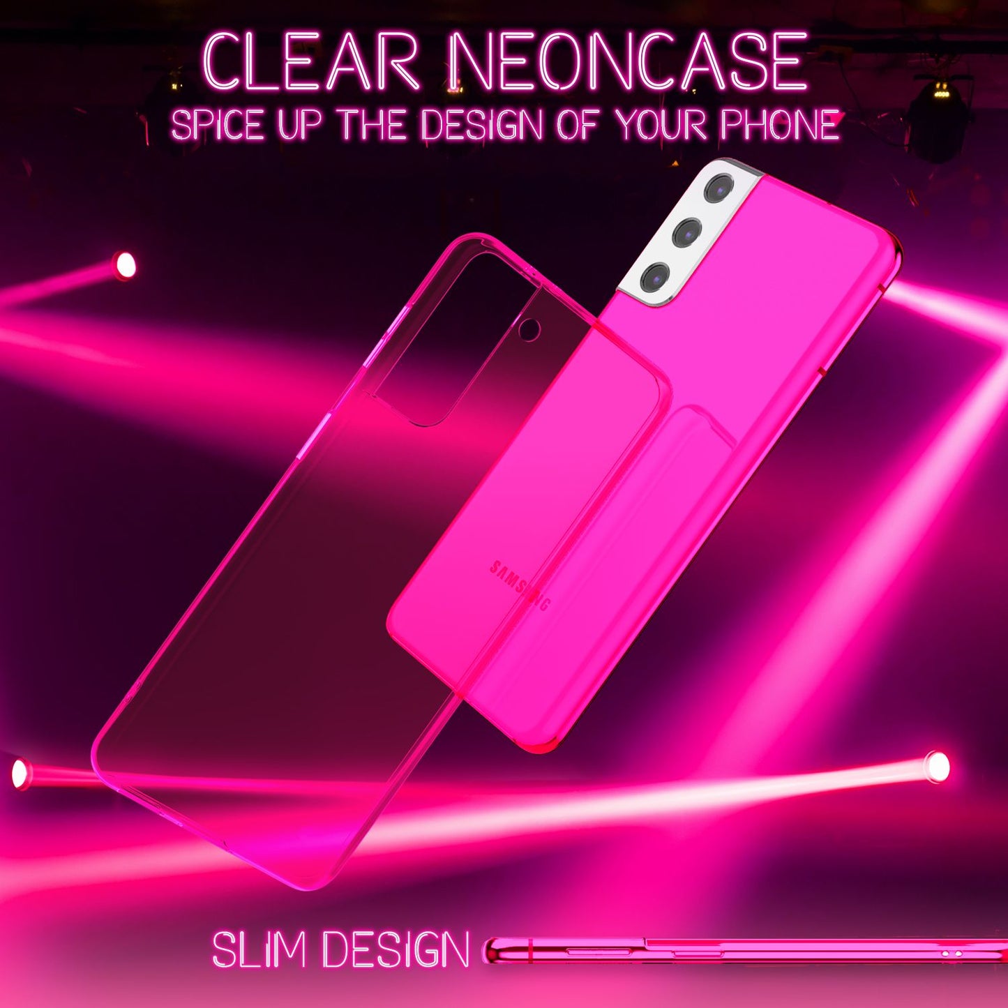 NALIA Clear Neon Phone Case for Samsung Galaxy S22, Transparent, Colorful, Luminous, Non-Yellowing, Thin, Robust Protective Cover