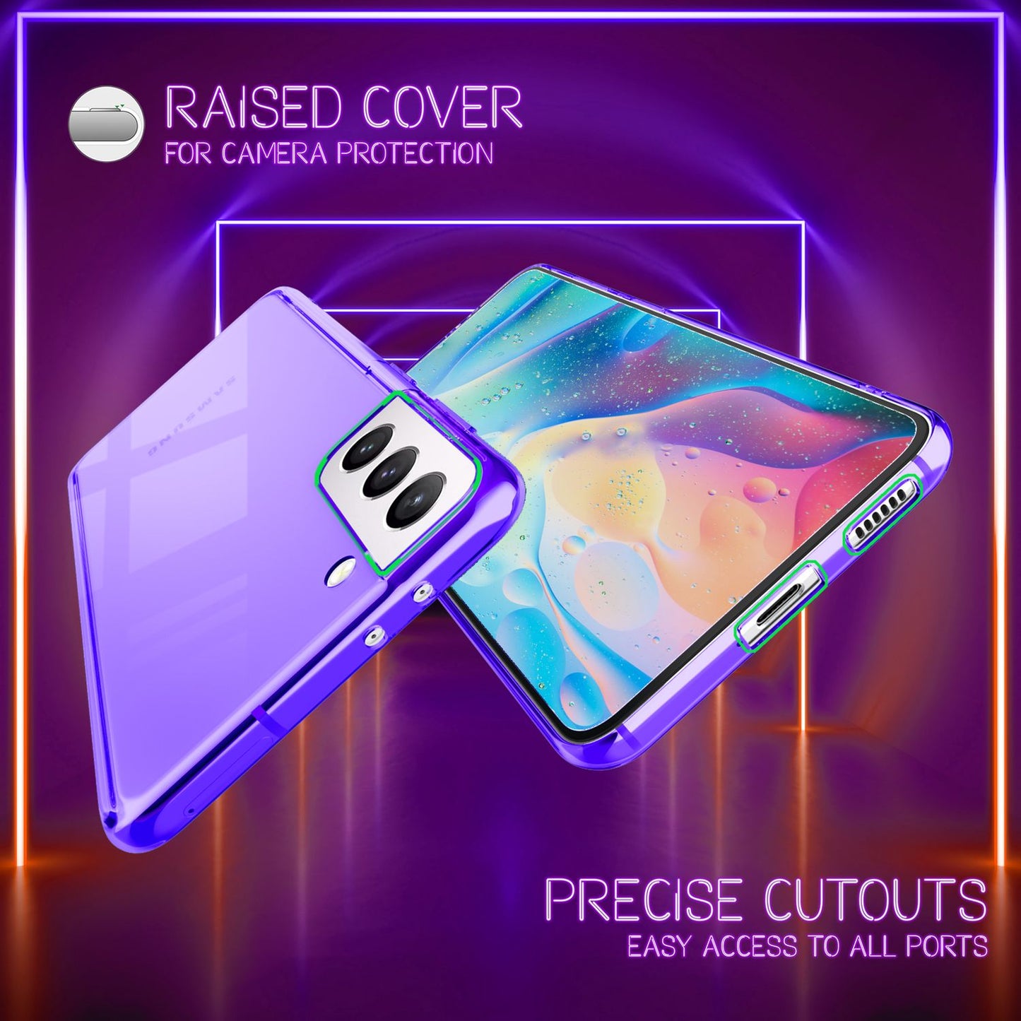 NALIA Clear Neon Phone Case for Samsung Galaxy S22, Transparent, Colorful, Luminous, Non-Yellowing, Thin, Robust Protective Cover