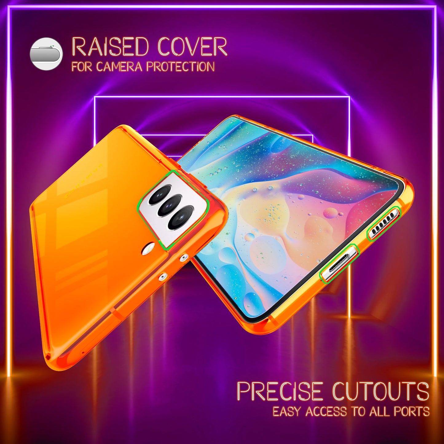 NALIA Clear Neon Phone Case for Samsung Galaxy S22, Transparent, Colorful, Luminous, Non-Yellowing, Thin, Robust Protective Cover