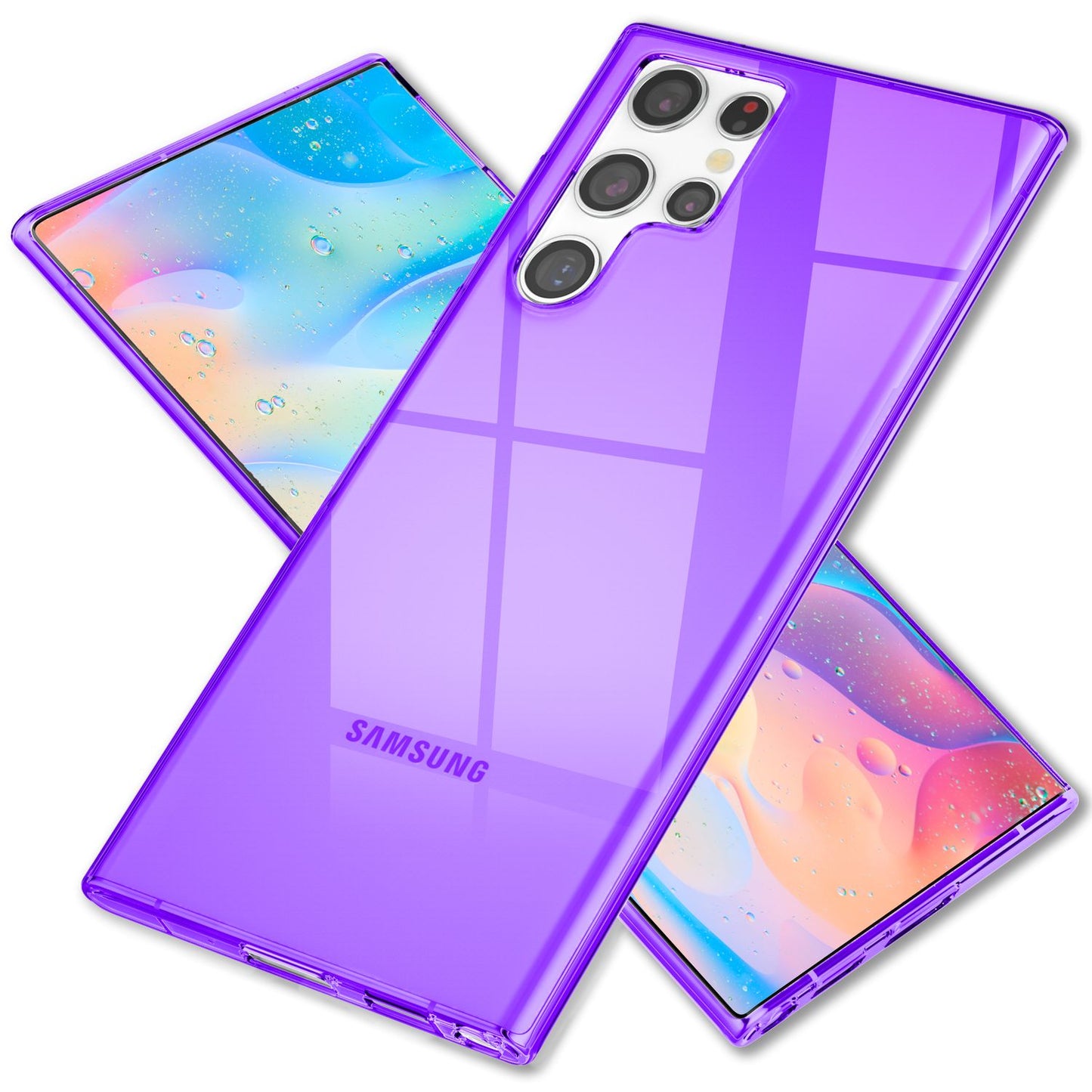 NALIA Clear Neon Phone Case for Samsung Galaxy S22 Ultra, Transparent, Colorful, Luminous, Slim Protective Cover