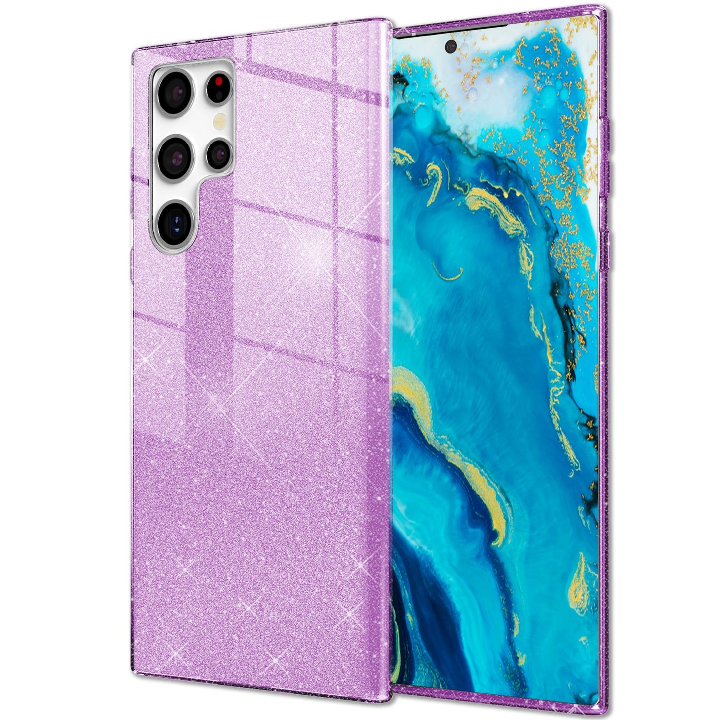 NALIA Robust Glitter Case for Samsung Galaxy S22 Ultra, Shiny Glitter Hybrid Protective Case, Reinforced Silicone Case