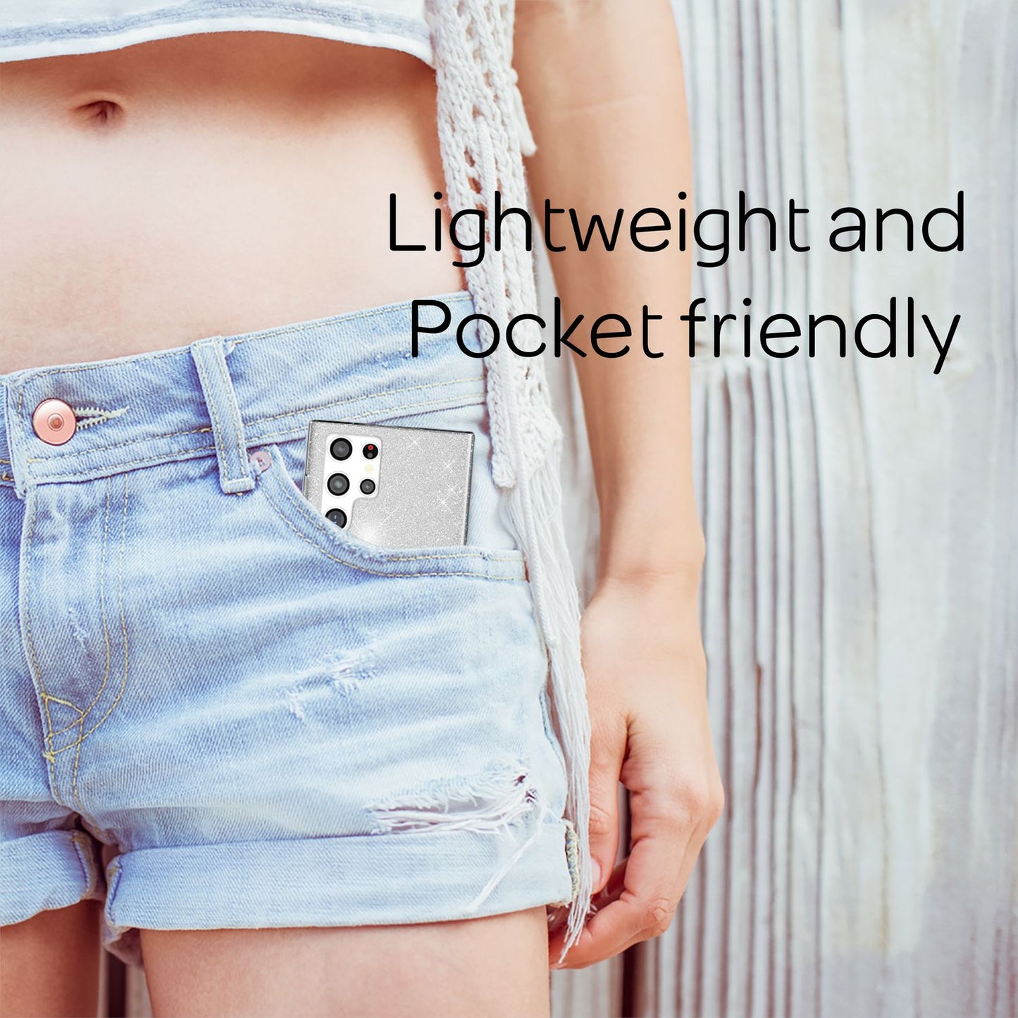 NALIA Robust Glitter Case for Samsung Galaxy S22 Ultra, Shiny Glitter Hybrid Protective Case, Reinforced Silicone Case