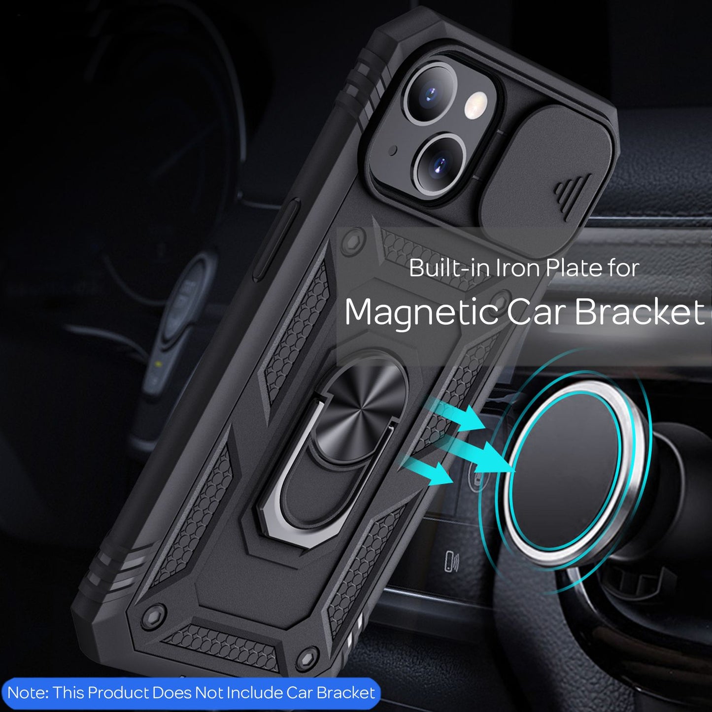 NALIA hernaðarstíls hringhulstur fyrir iPhone 13, einstaklega verndandi með skjáramma og myndavélarhulstri