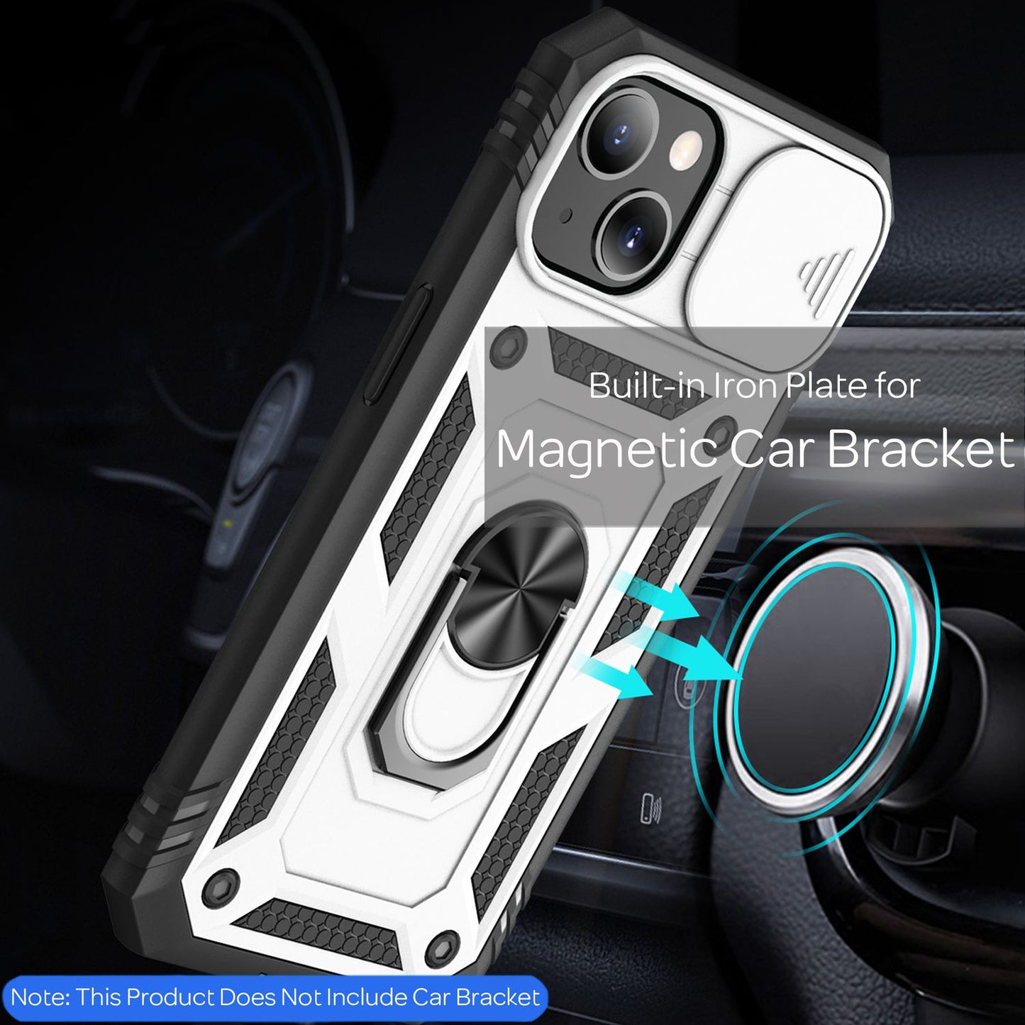 NALIA hernaðarstíls hringhulstur fyrir iPhone 13, einstaklega verndandi með skjáramma og myndavélarhulstri
