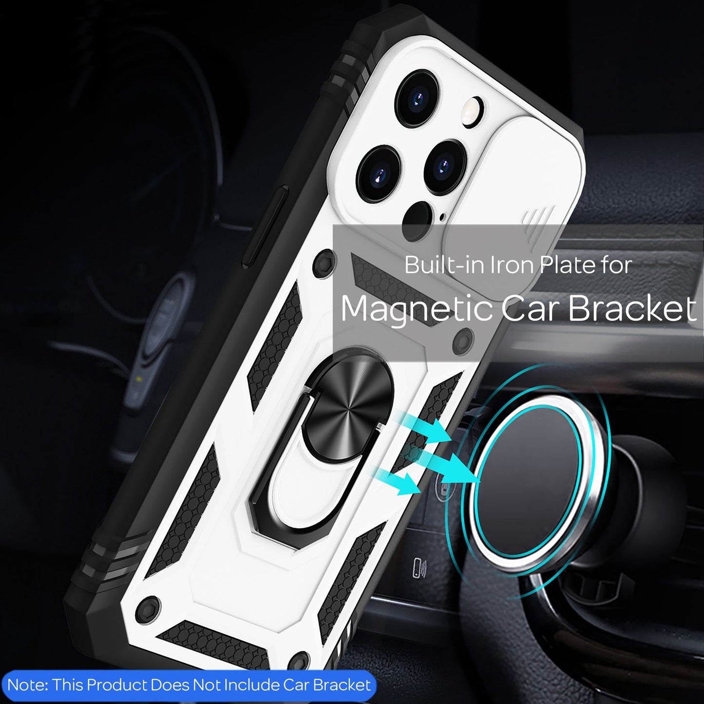 NALIA hernaðarstíls hringhulstur fyrir iPhone 13 Pro, einstaklega verndandi með skjáramma og myndavélarhulstri, 360° hringur fyrir stand og bílfestingu