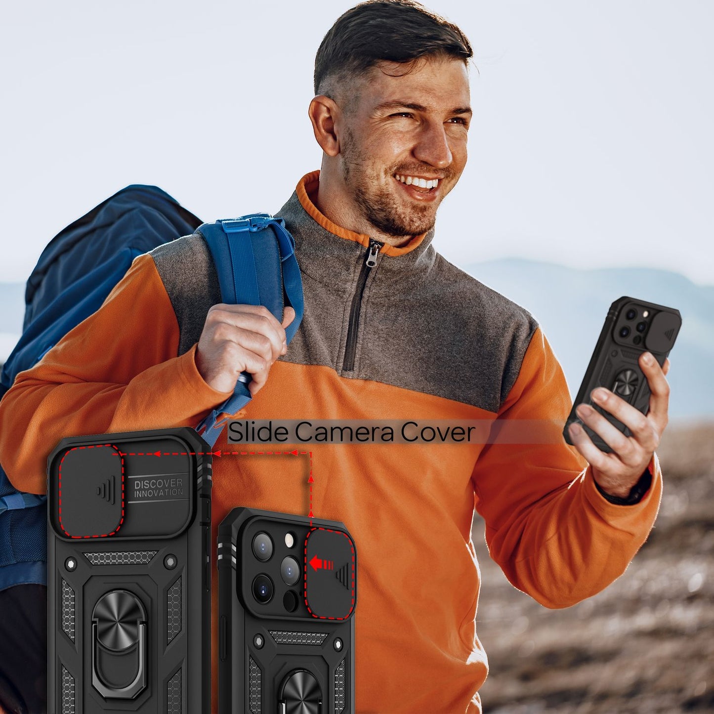 NALIA hernaðarstíls hringhulstur fyrir iPhone 13 Pro, einstaklega verndandi með skjáramma og myndavélarhulstri, 360° hringur fyrir stand og bílfestingu